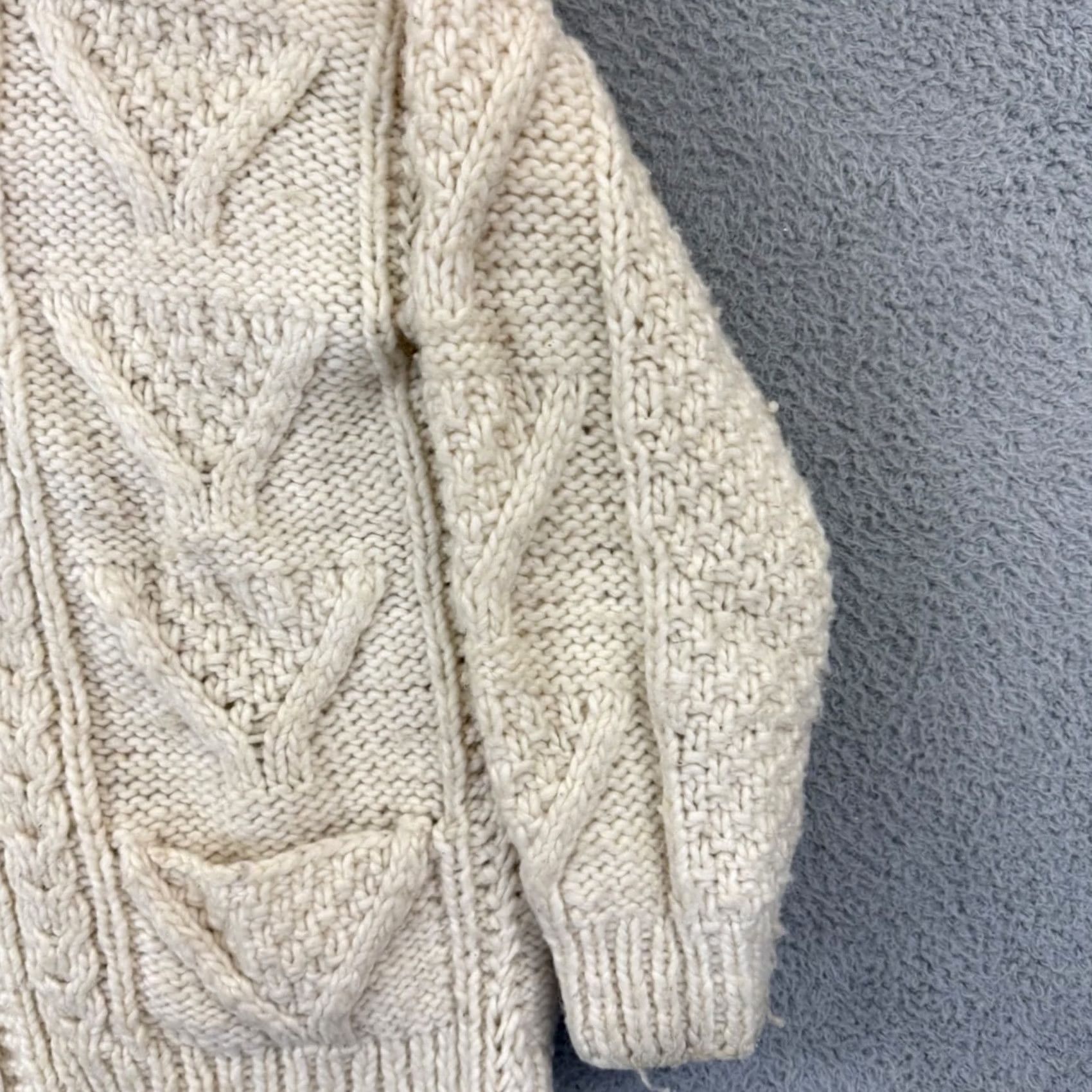 Vintage VINTAGE Artesanias Sweater Unisex Adults Large Beige Wool Cable-Knit Zip 90s Outdoor Size US L / EU 52-54 / 3 - 5 Thumbnail