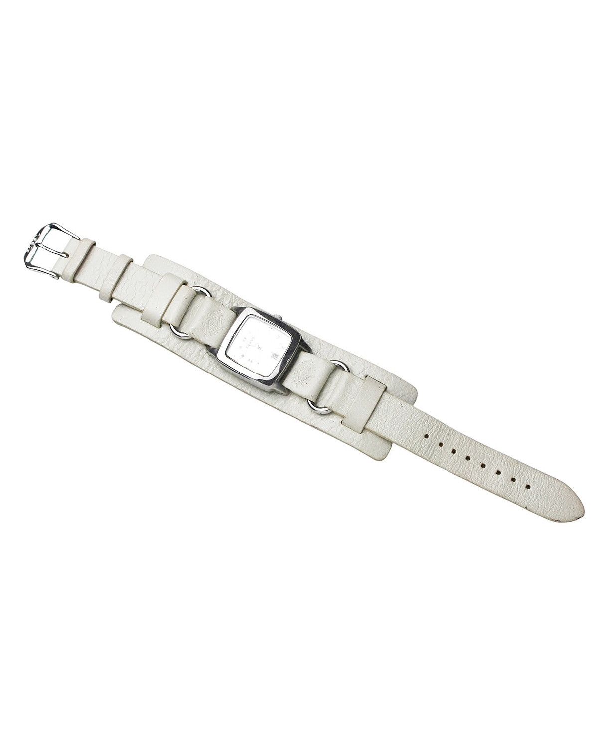 Vintage 2000S FOSSIL OFF-WHITE WIDE LEATHER BAND WATCH Size ONE SIZE - 3 Thumbnail