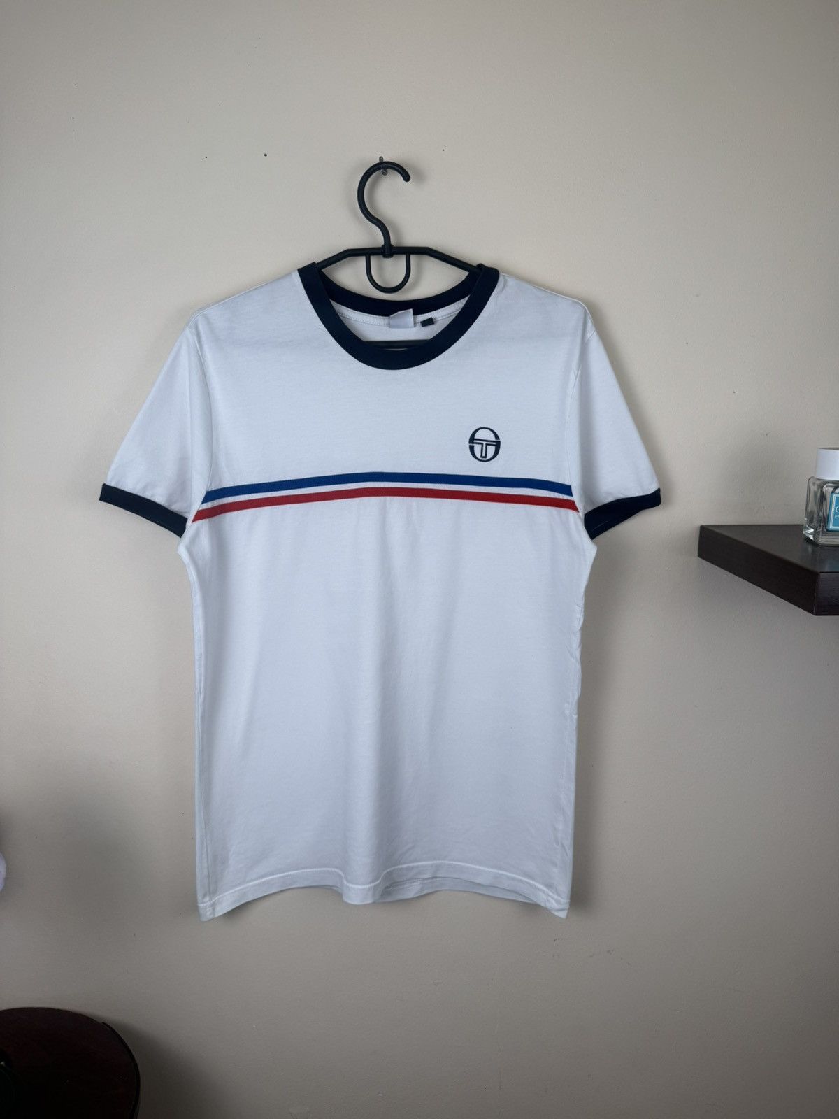 Sergio Tacchini Sergio Tacchini Mens M Whiw Blue T-Shirt Red Logo Athletic Size US M / EU 48-50 / 2 - 7 Thumbnail