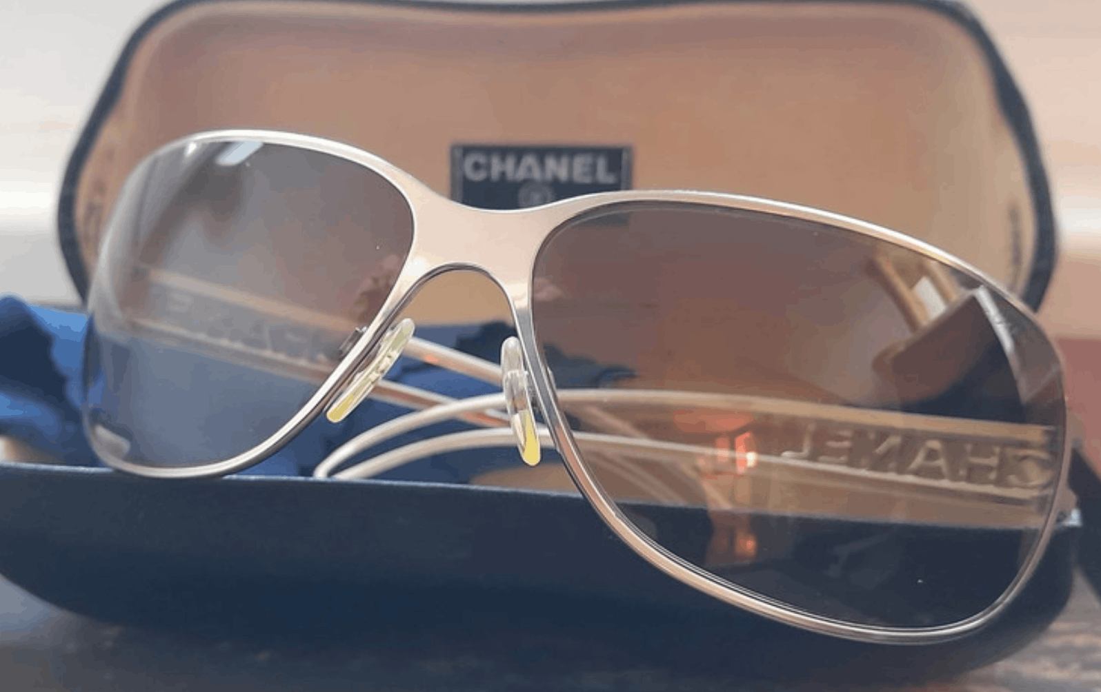 Chanel × Vintage CHANEL Sunglasses Rhinestone Logo Metal Frame Vintage 4149 Size ONE SIZE - 2 Thumbnail