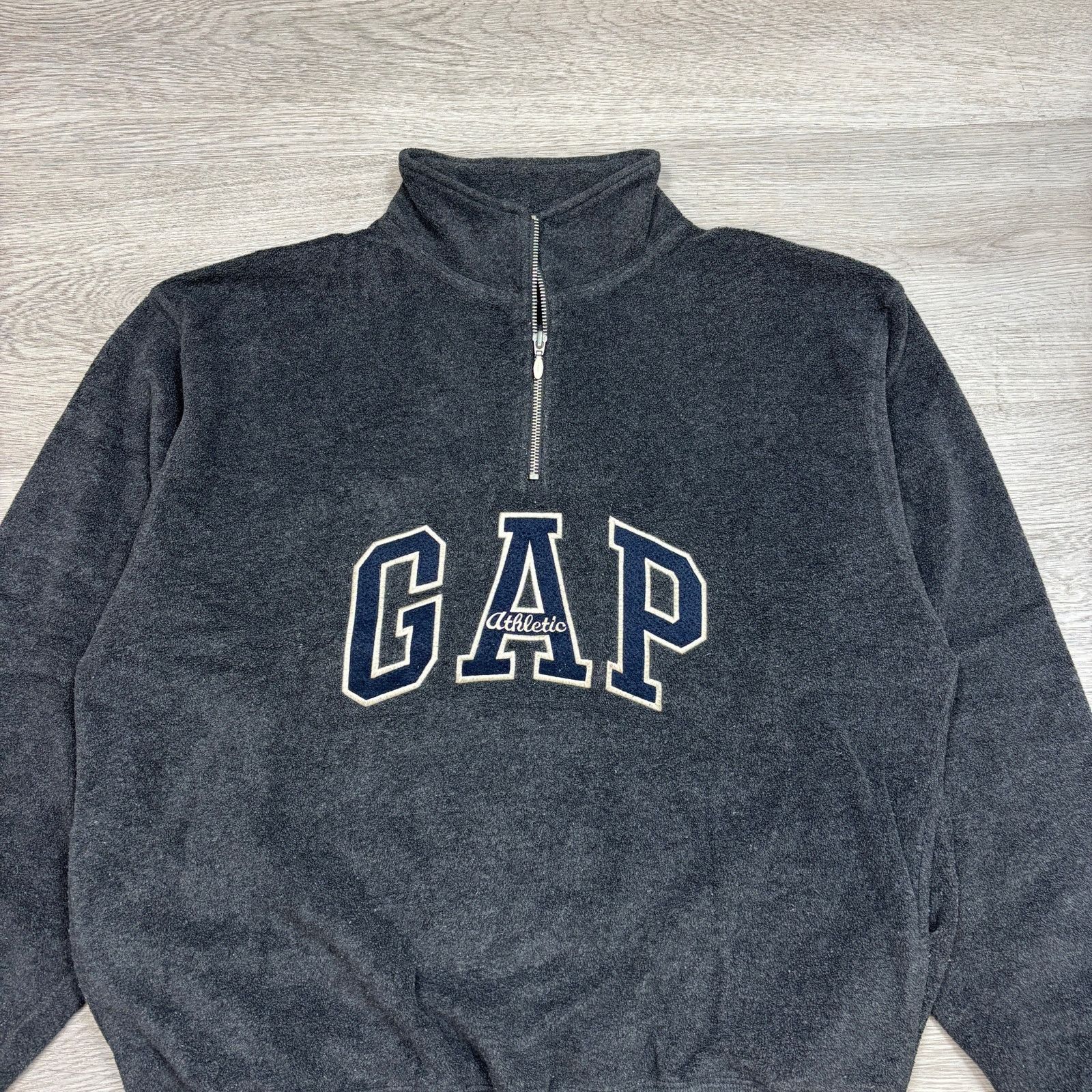 Gap × Vintage Vintage Gap Athletic Spellout 1/4 Zip Fleece Pullover Mens M Size US M / EU 48-50 / 2 - 2 Thumbnail