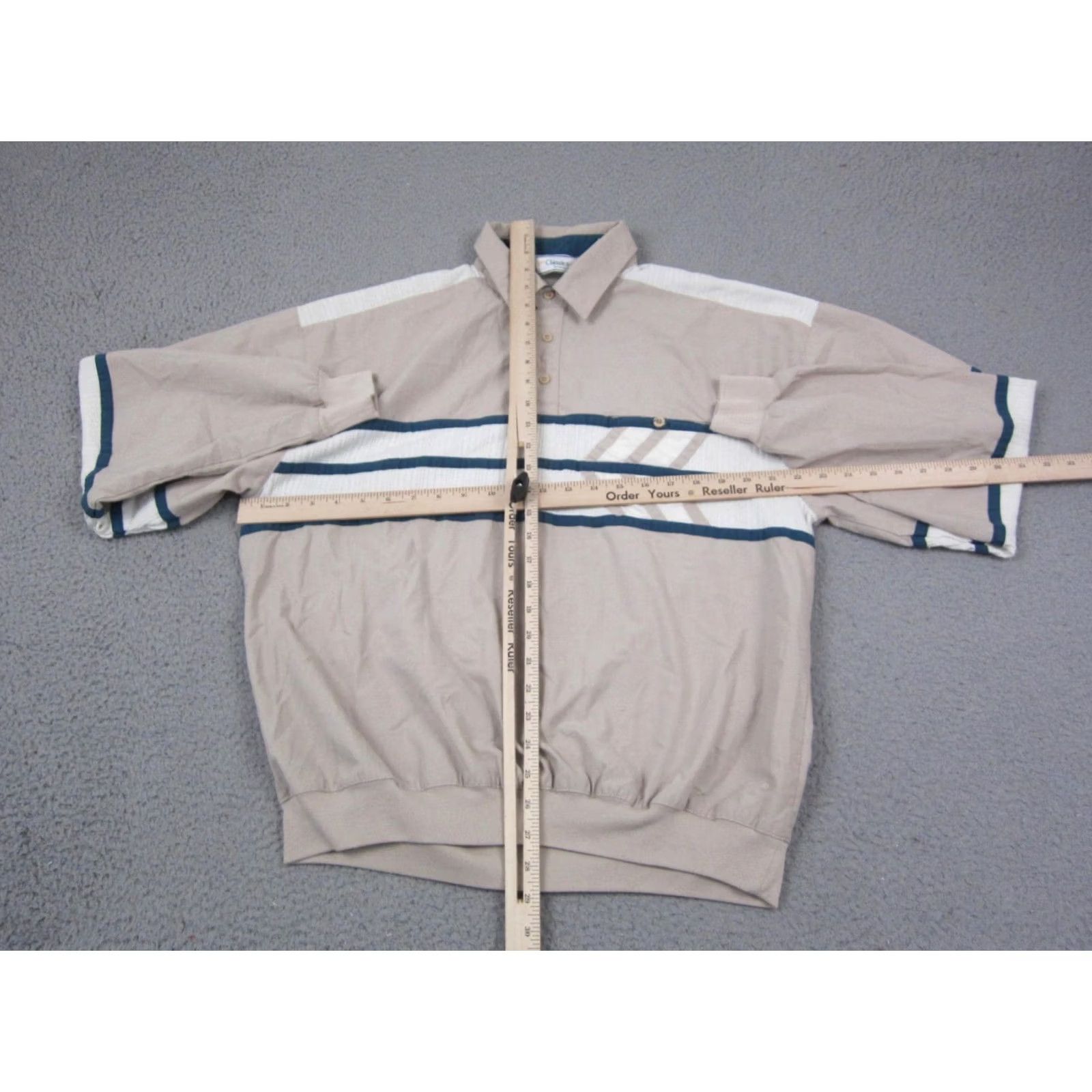 Vintage VINTAGE Palmland Polo Shirt Mens Large Beige Striped Long Sleeve Classic 90s Size US L / EU 52-54 / 3 - 7 Thumbnail