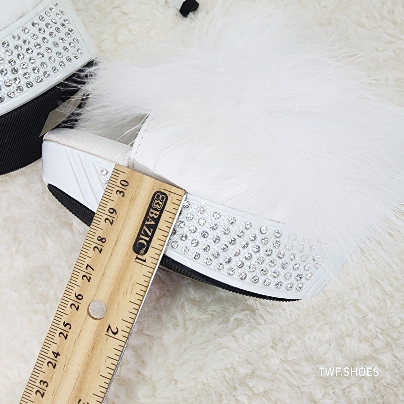 Other Elegance Marabou Feather Slip On Platform Sandals 5" Stilett Size US 10 / IT 40 - 2 Thumbnail