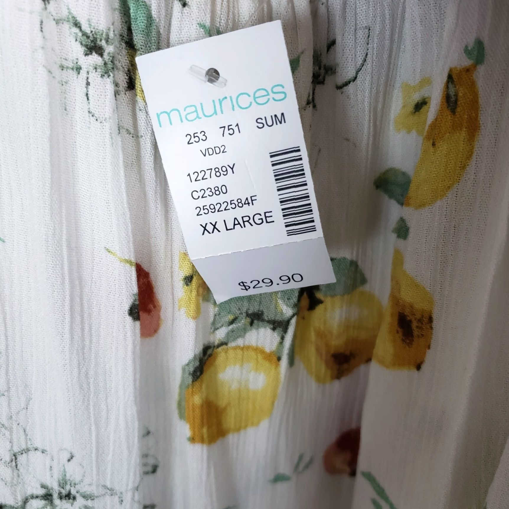 Vintage **Maurices Women's Off the Shoulder Top Size 2XL White Rayon Floral** User: Maurices Women's Off the Shoulder Top Size 2XL White Rayon Floral Size XXL / US 16-18 / IT 52-54 - 6 Thumbnail