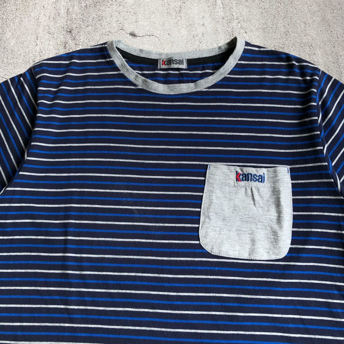 Kansai Yamamoto 2000s Kansai Yamamoto Japan Pocket Stripe T-shirt Blue Navy Size US L / EU 52-54 / 3 - 3 Thumbnail