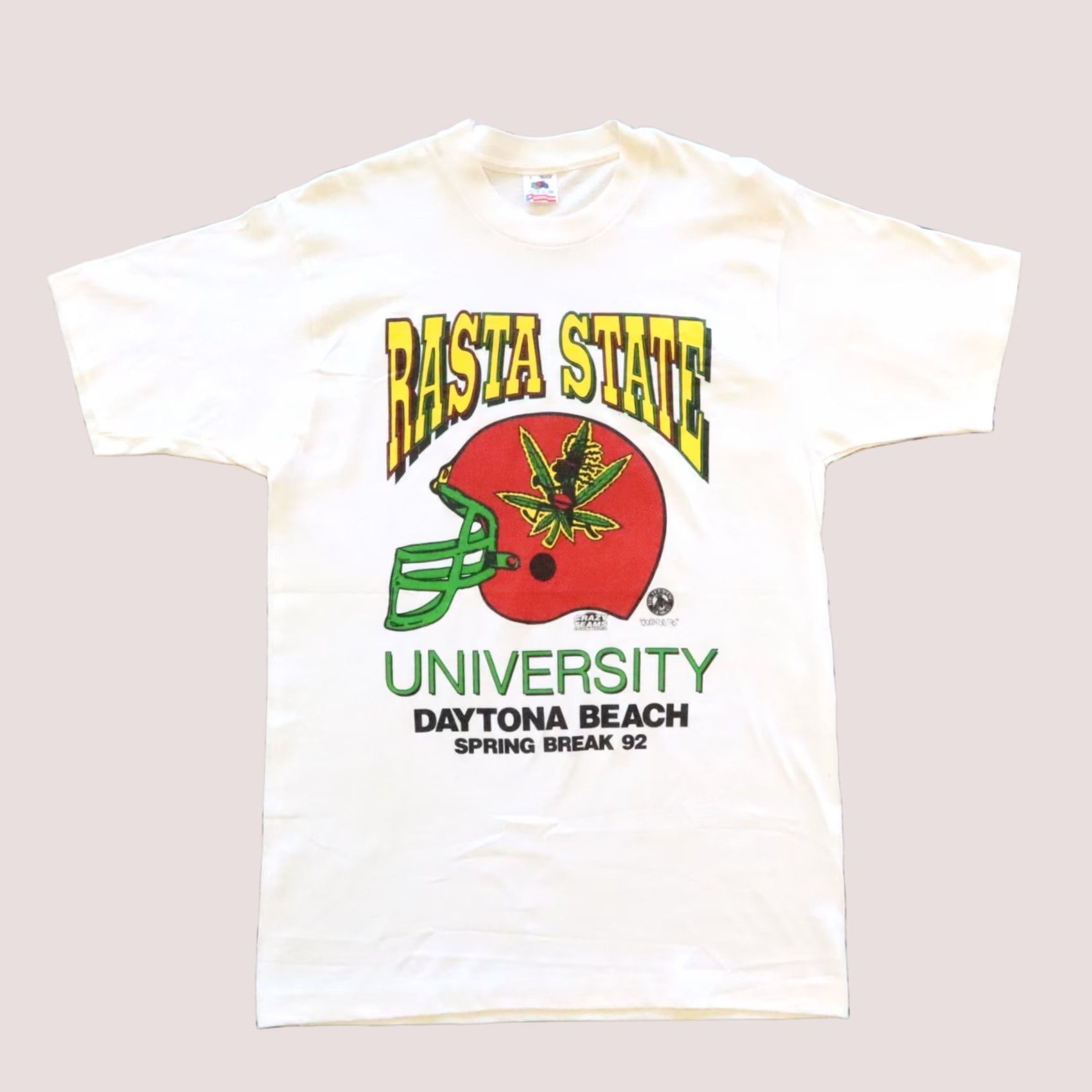 Fruit Of The Loom Vintage 90s Rasta State University Spring Break Daytona Beach Tshirt Mens L White Nike Shirt Size US L / EU 52-54 / 3 - 1 Thumbnail