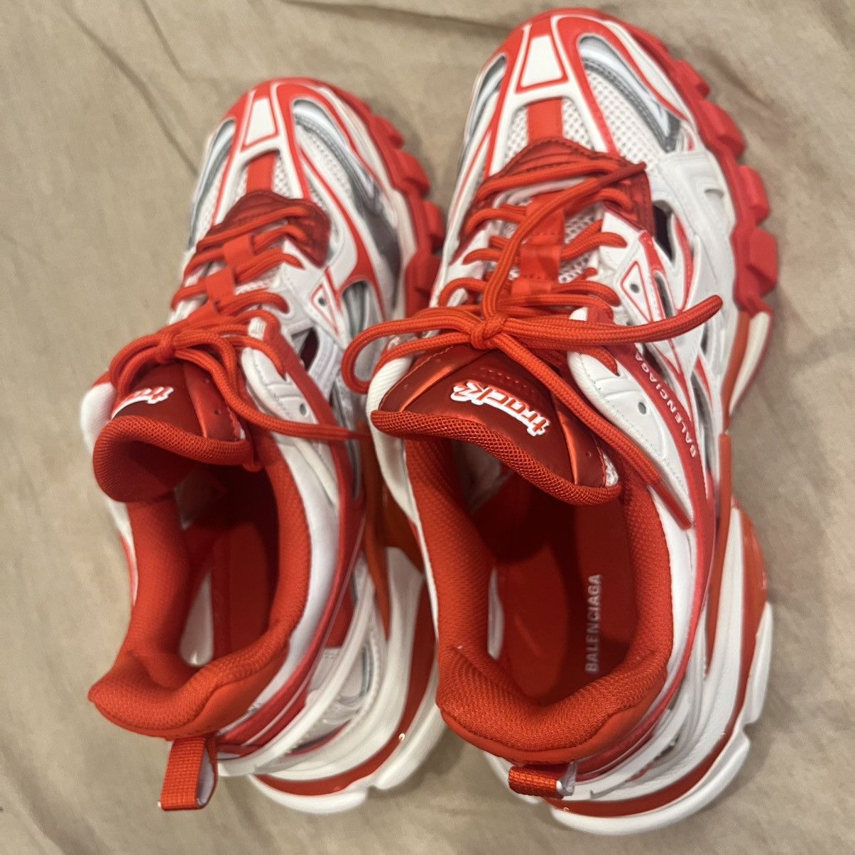 Balenciaga $1200 Balenciaga Track.2 Runners Sneaker, White Red Grey Size US 8 / EU 41 - 9 Thumbnail