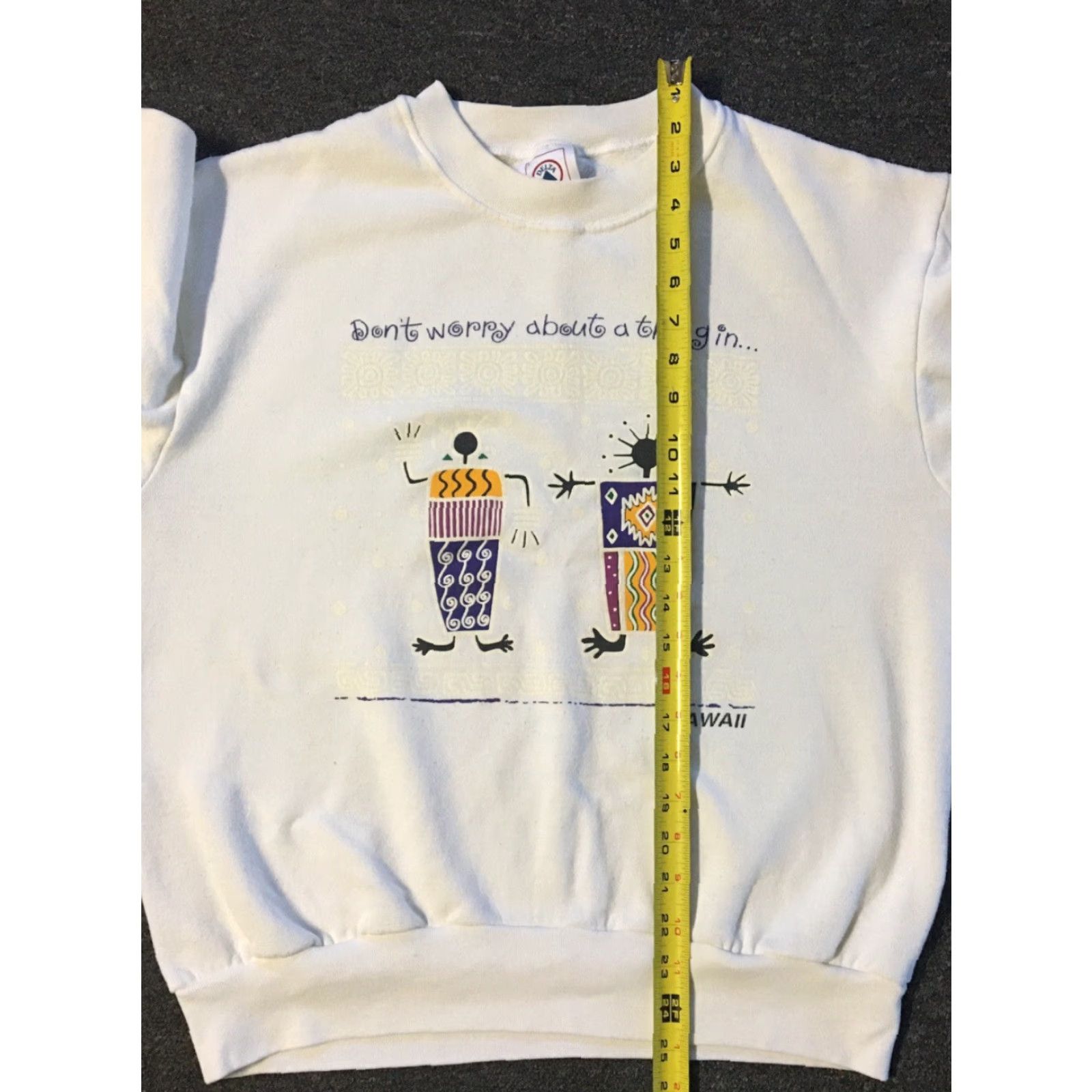 Delta Vtg 90s Don’t Worry About A Thing In Hawaii Sweatshirt M L Surf Tribal Maui TC Shirt Men Large White Surf Hawaii 90s Vintage USA Punk Style Pullover Size US L / EU 52-54 / 3 - 8 Thumbnail