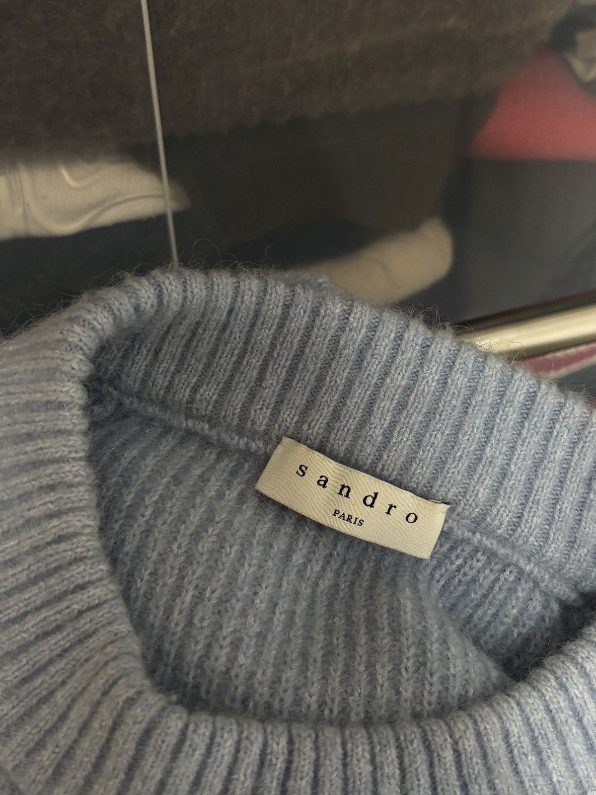 Sandro Sandro Paris Baby Blue Knit Wool Mohair Jewellery Sweater Size US S / EU 44-46 / 1 - 7 Thumbnail