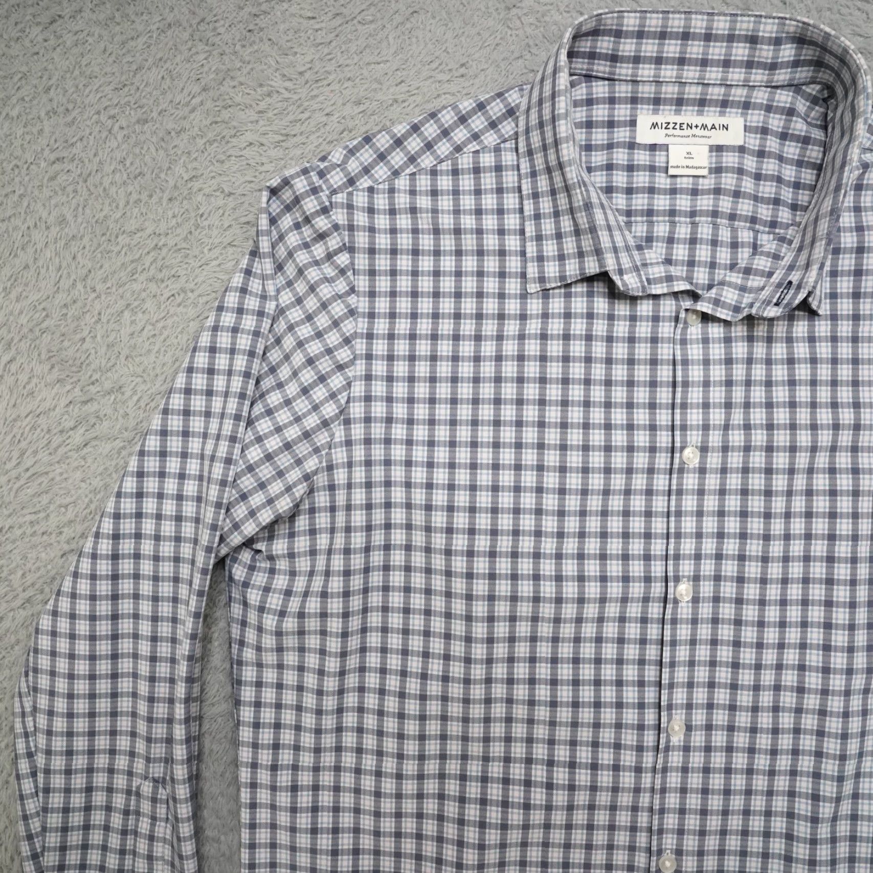 Mizzen+Main VINTAGE Mizzen + Main Shirt Mens XL Blue Plaid Button Up Stretch EUC Size US XL / EU 56 / 4 - 5 Thumbnail