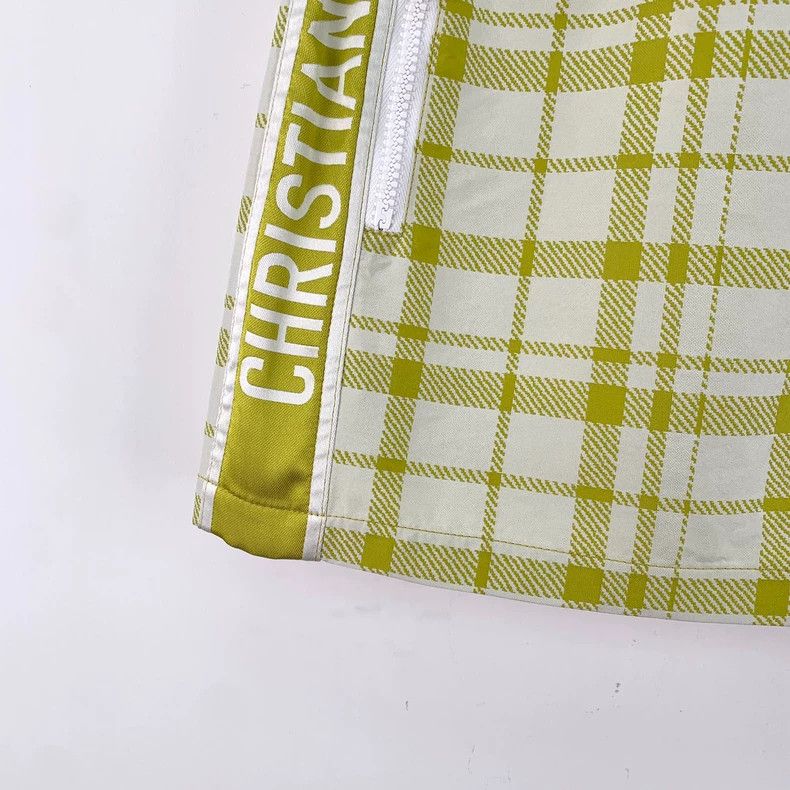 Dior Dior Color-blocked plaid drawstring casual skirt short ski Size 42" / US 20 - 6 Thumbnail