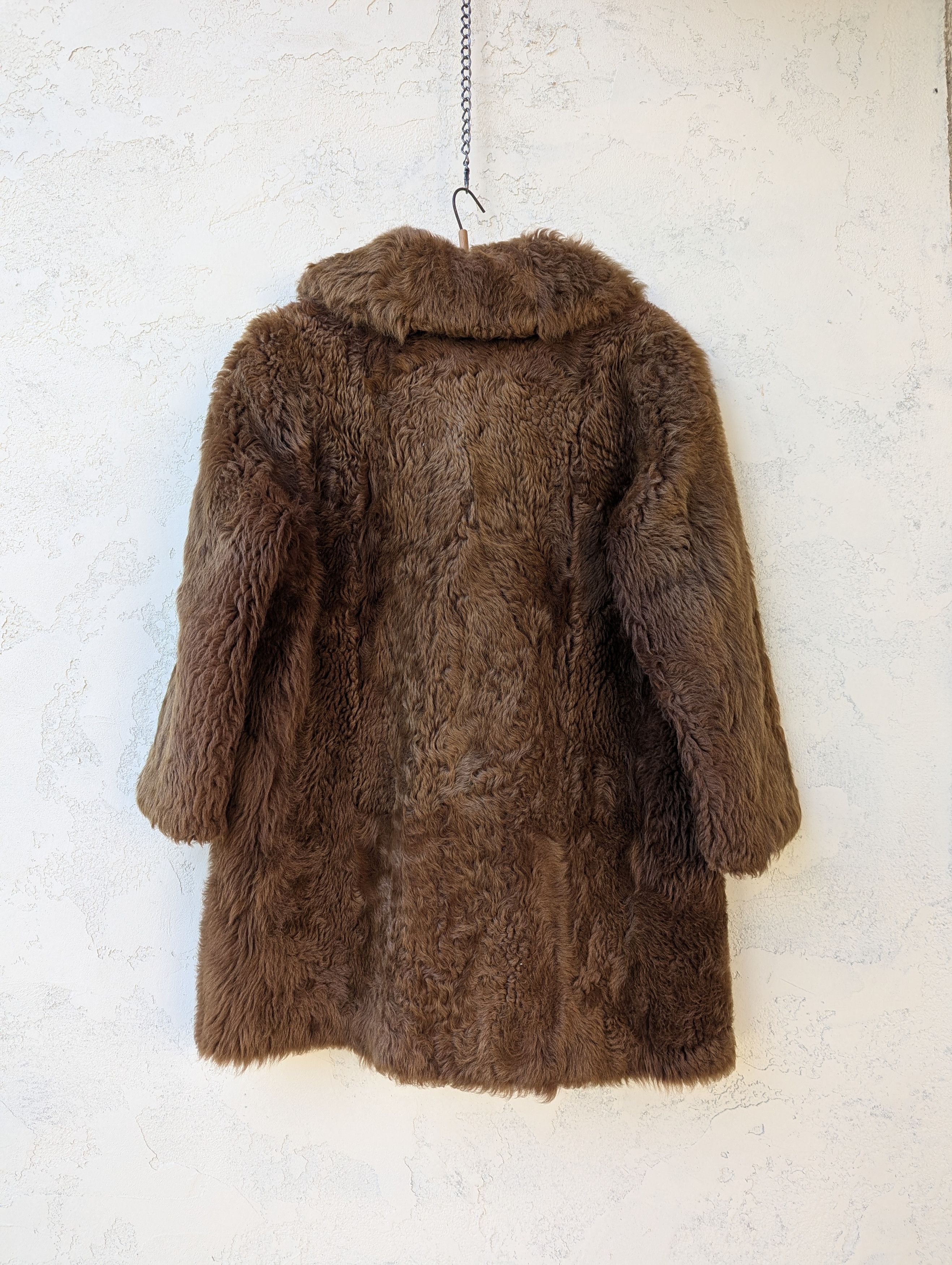 Vintage Women’s Long Brown Real Fur Coat L/XL