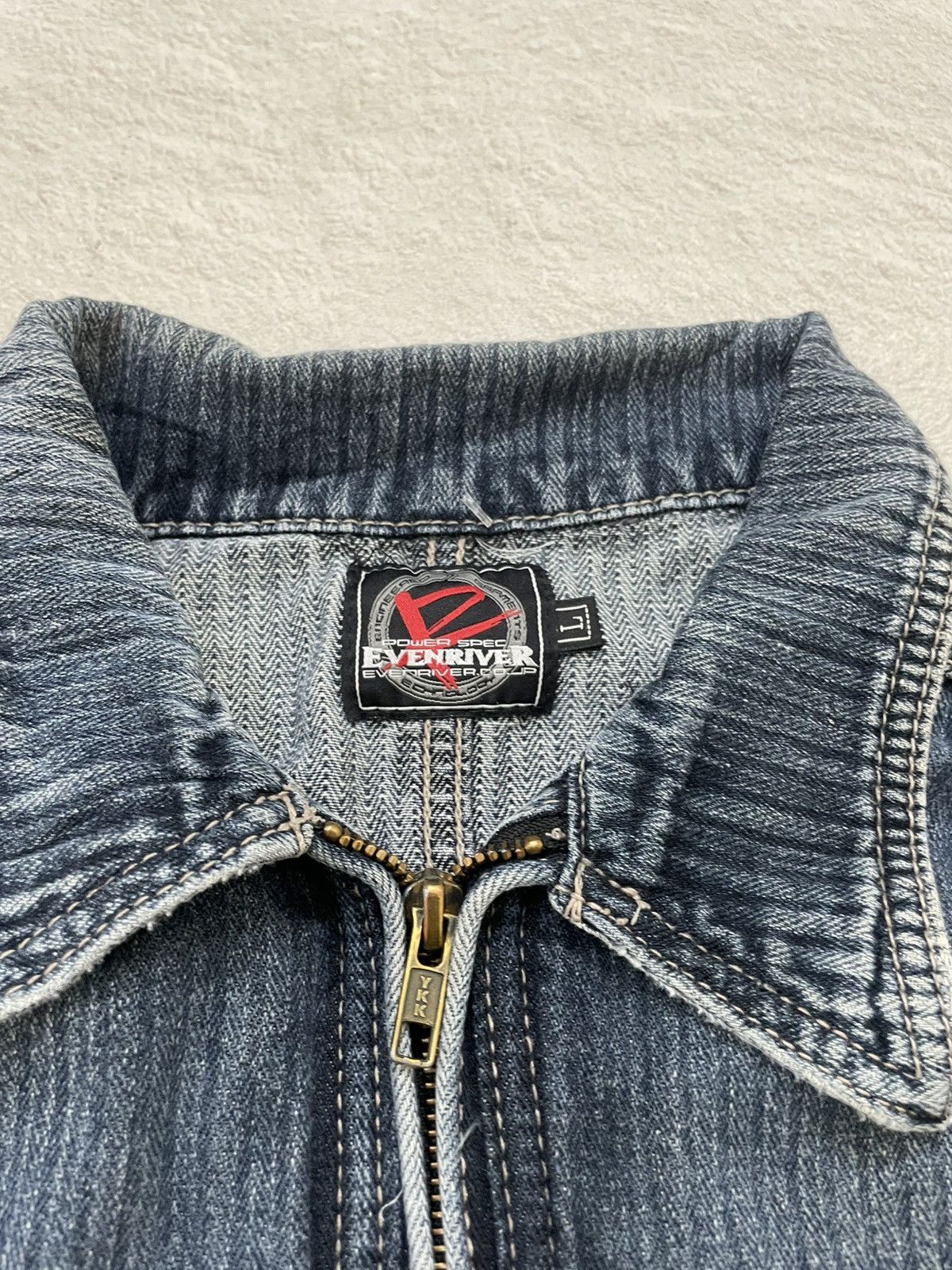 Japanese Brand 2000s Evenriver Washed Denim Zip Jacket Workwear Moto Style Size US L / EU 52-54 / 3 - 5 Thumbnail