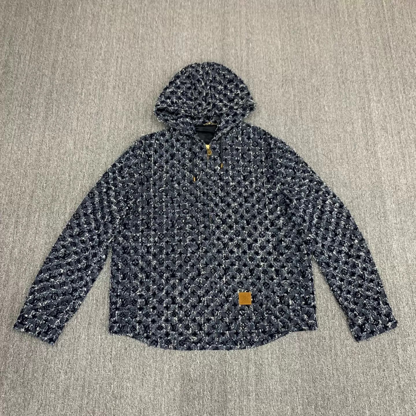 Louis Vuitton Blue Flocked Monogram All Over Print Jkt 50 Size US M / EU 48-50 / 2 - 1 Thumbnail