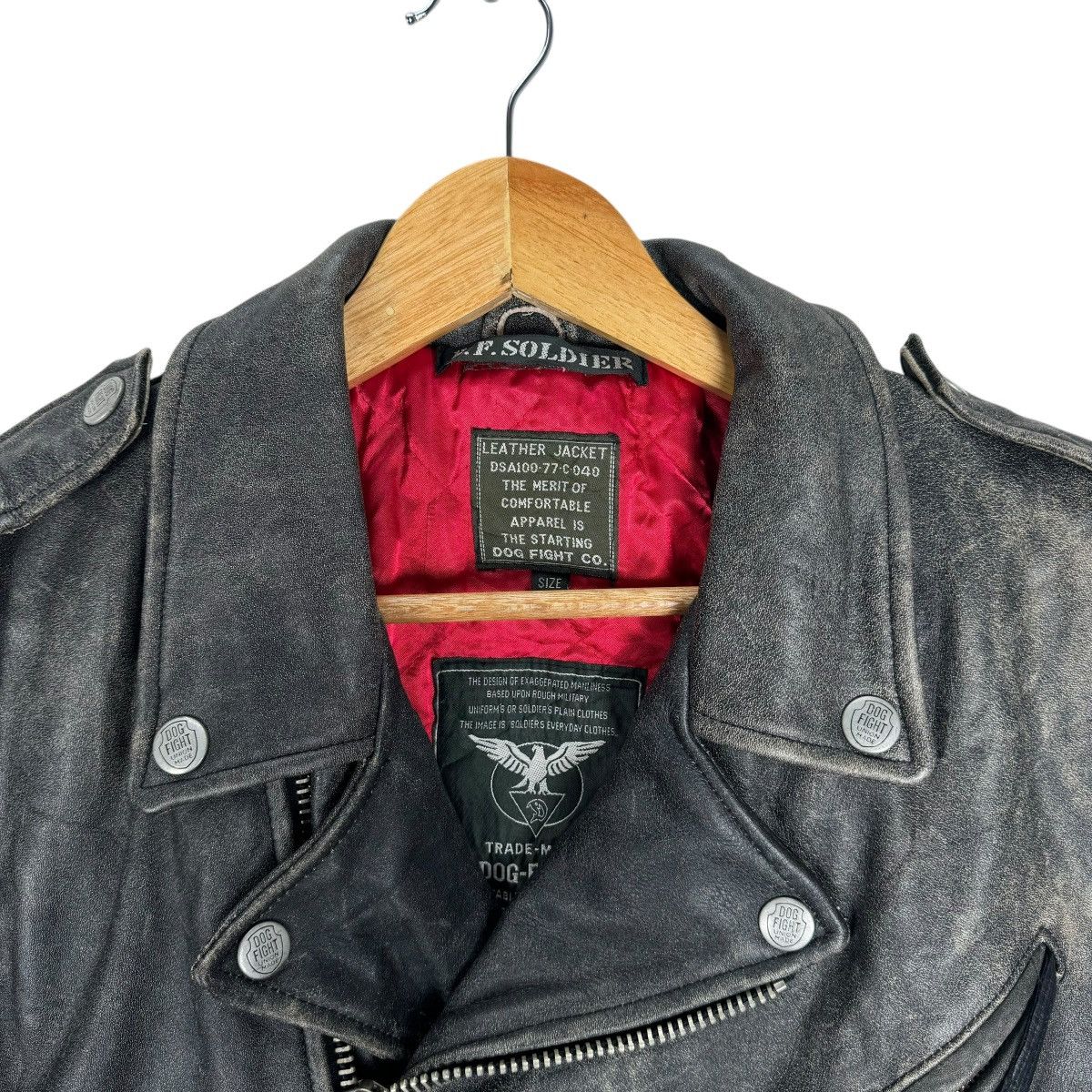 Vintage ☀️DOG FIGHT PERFECTO BIKERS COWHIDE LEATHER JACKET Size US L / EU 52-54 / 3 - 5 Thumbnail