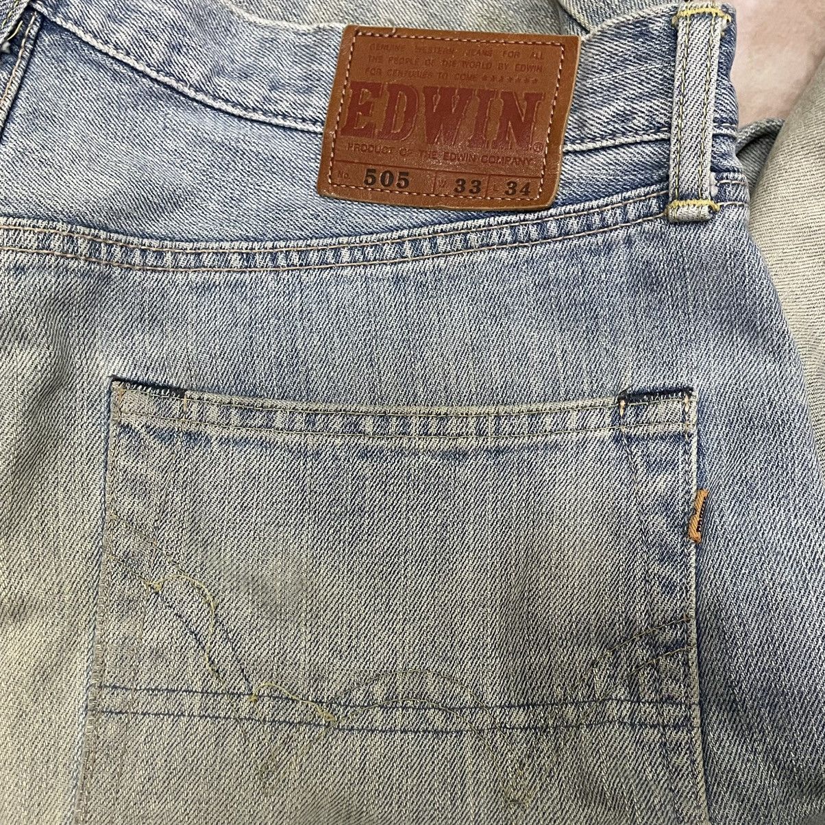 Edwin 🔥Edwin 505 Stoned Washed Ripped Distress Dirty Selvedge Jean Size US 35 - 17 Thumbnail