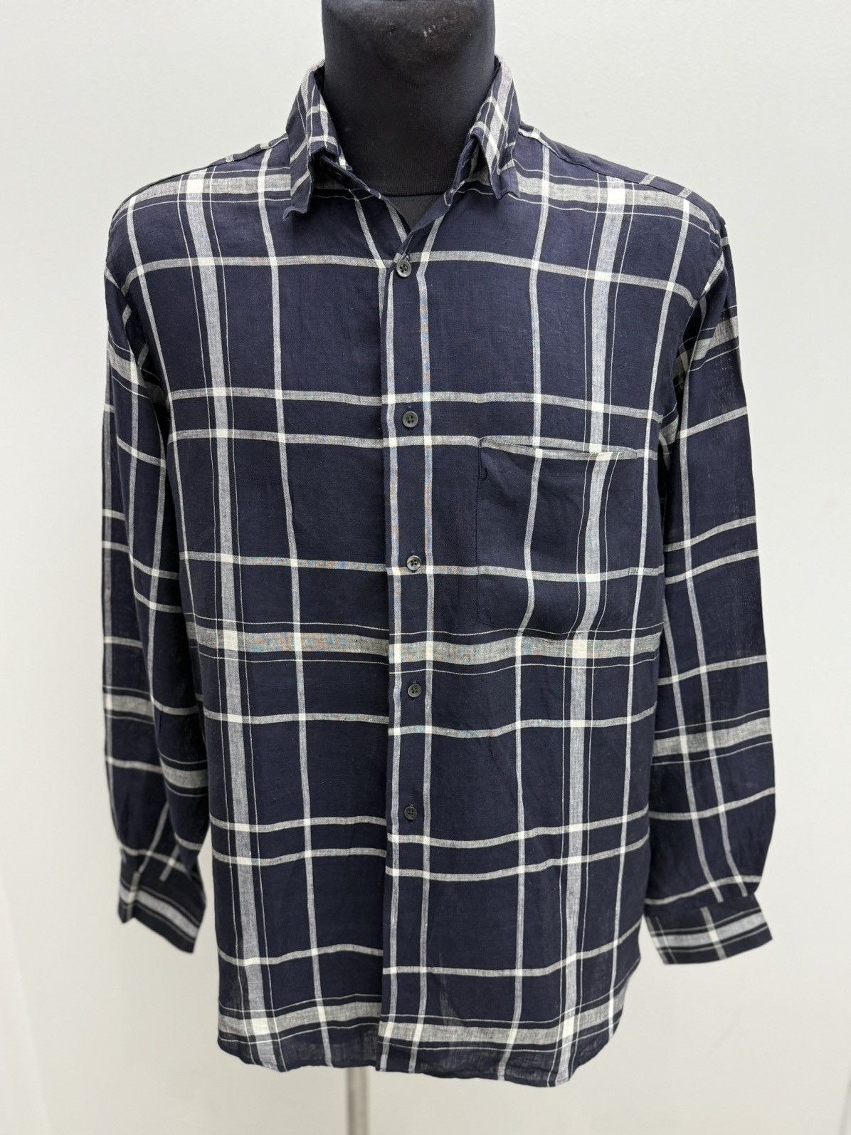 Hermes Hermes Gold Button Linen Check Detachable Сollar Shirt Size US L / EU 52-54 / 3 - 1 Thumbnail