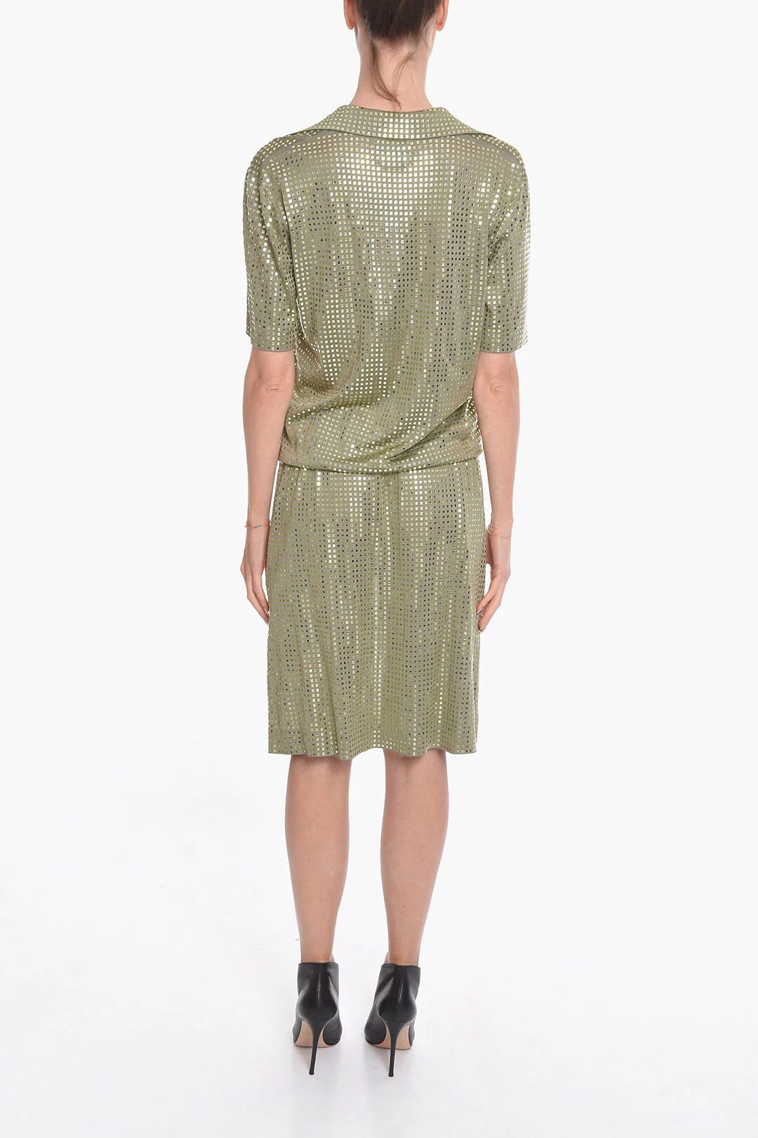 Bottega Veneta og1mm0426 Silk-Knit Midi Dress in Green Size M / US 6-8 / IT 42-44 - 2 Thumbnail