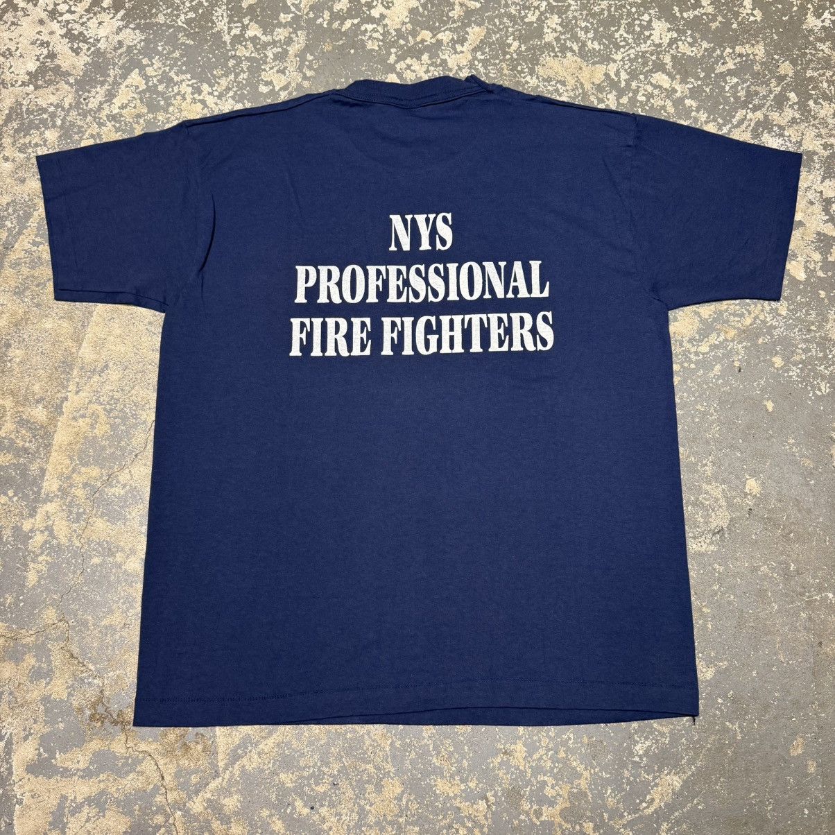 Vintage Vintage NYS Professional Firefighter Navy 90s Tshirt Size US XL / EU 56 / 4 - 4 Thumbnail