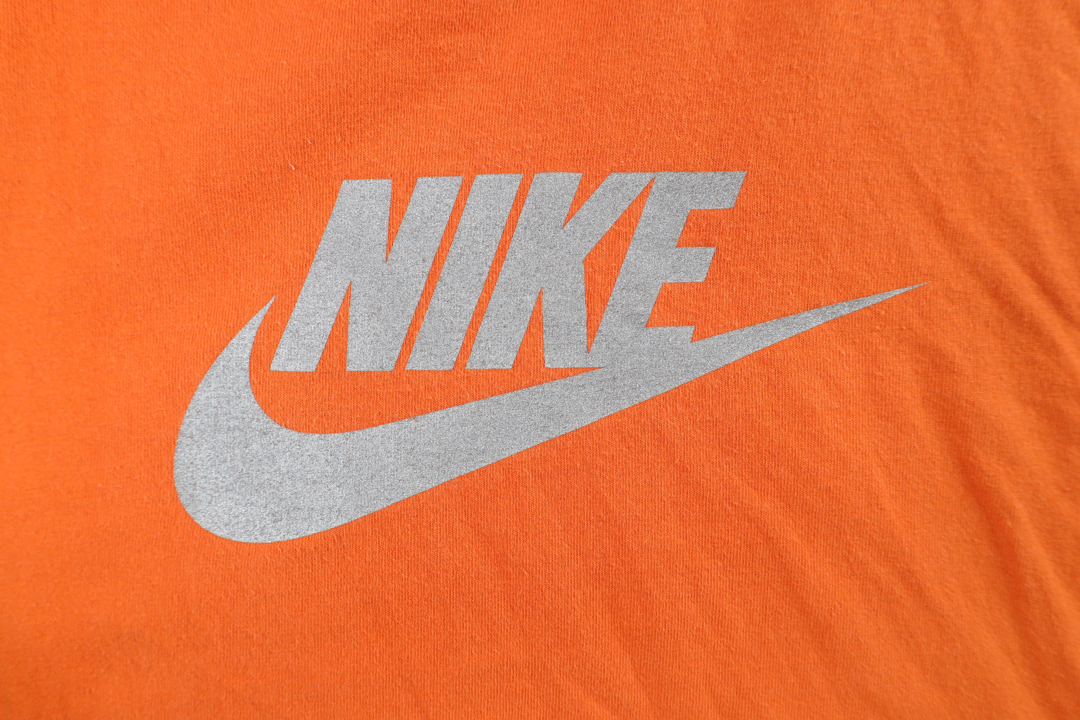 Nike Vintage Nike Travis Scott Big Swoosh Logo T-Shirt Orange Size US XL / EU 56 / 4 - 4 Thumbnail