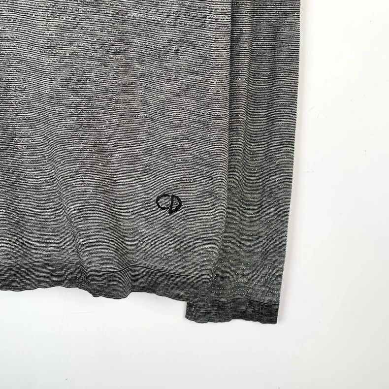Dior Dior Logo embroidery turtleneck gray striped mulberry silk Size US M / EU 48-50 / 2 - 4 Thumbnail