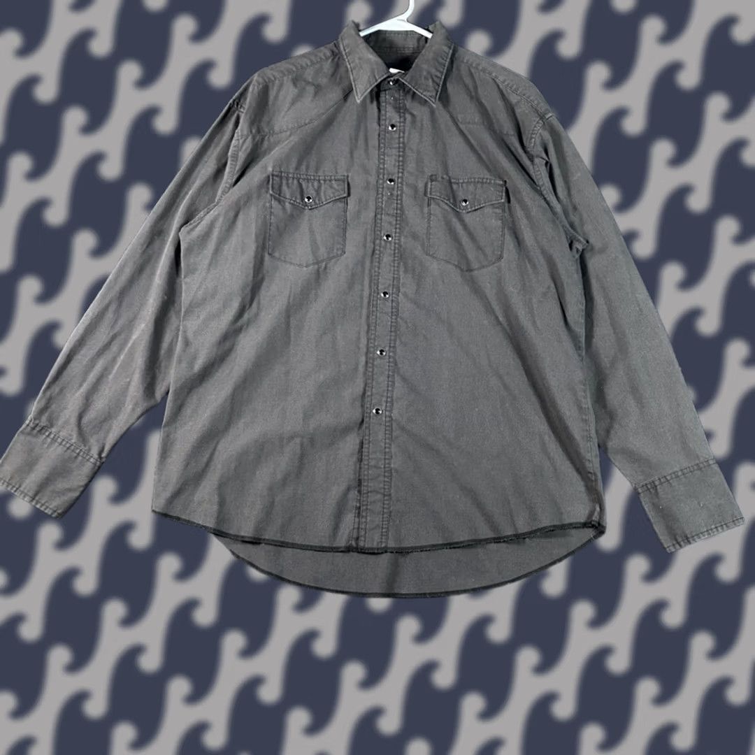 Wrangler VINTAGE Wrangler Men's Long Sleeve Western Shirt Dark Gray Large Size US L / EU 52-54 / 3 - 1 Thumbnail