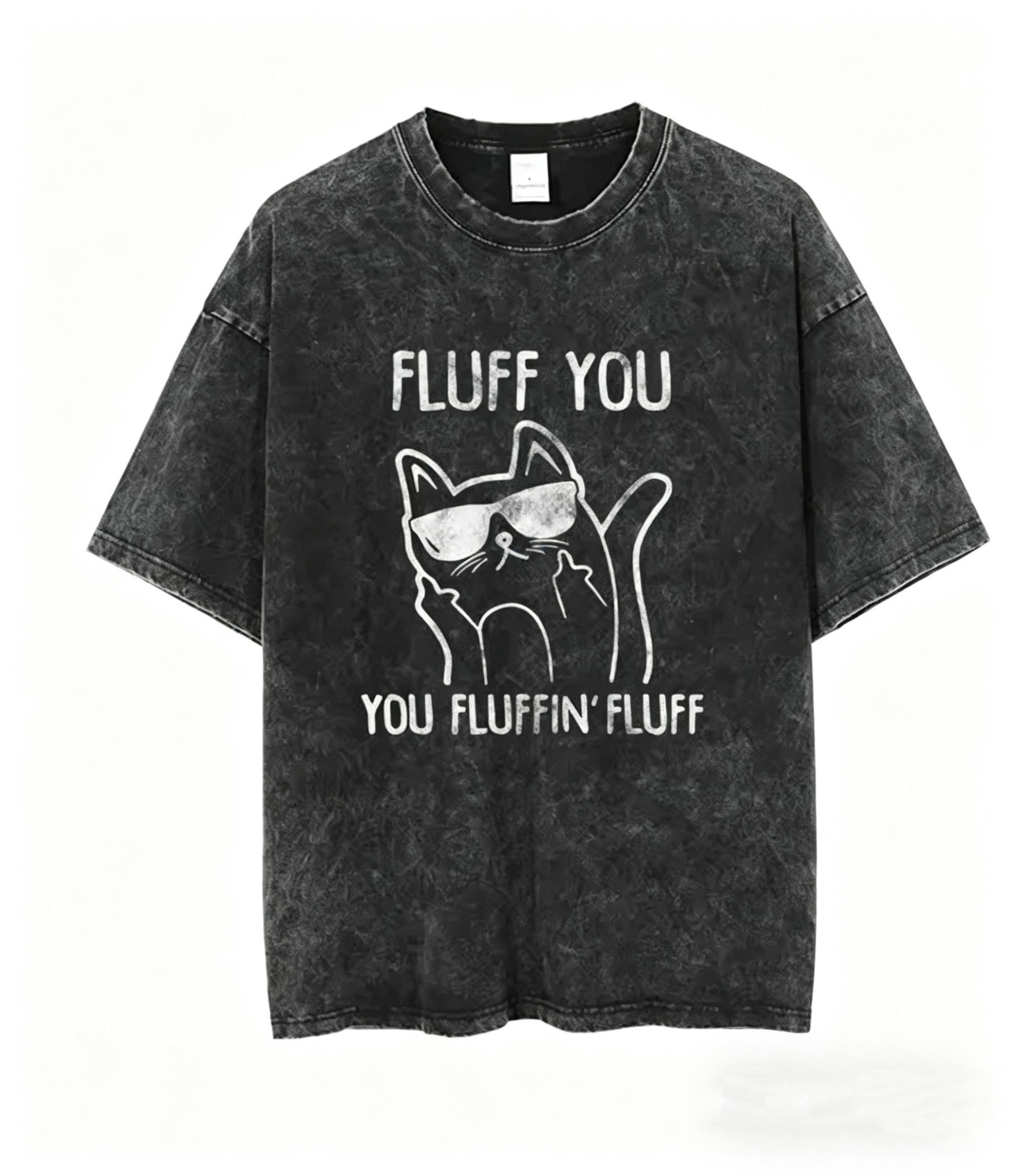 Other High Street Fluff You Middle Finger Funny Cat Washed T-Shirt Size US S / EU 44-46 / 1 - 1 Thumbnail