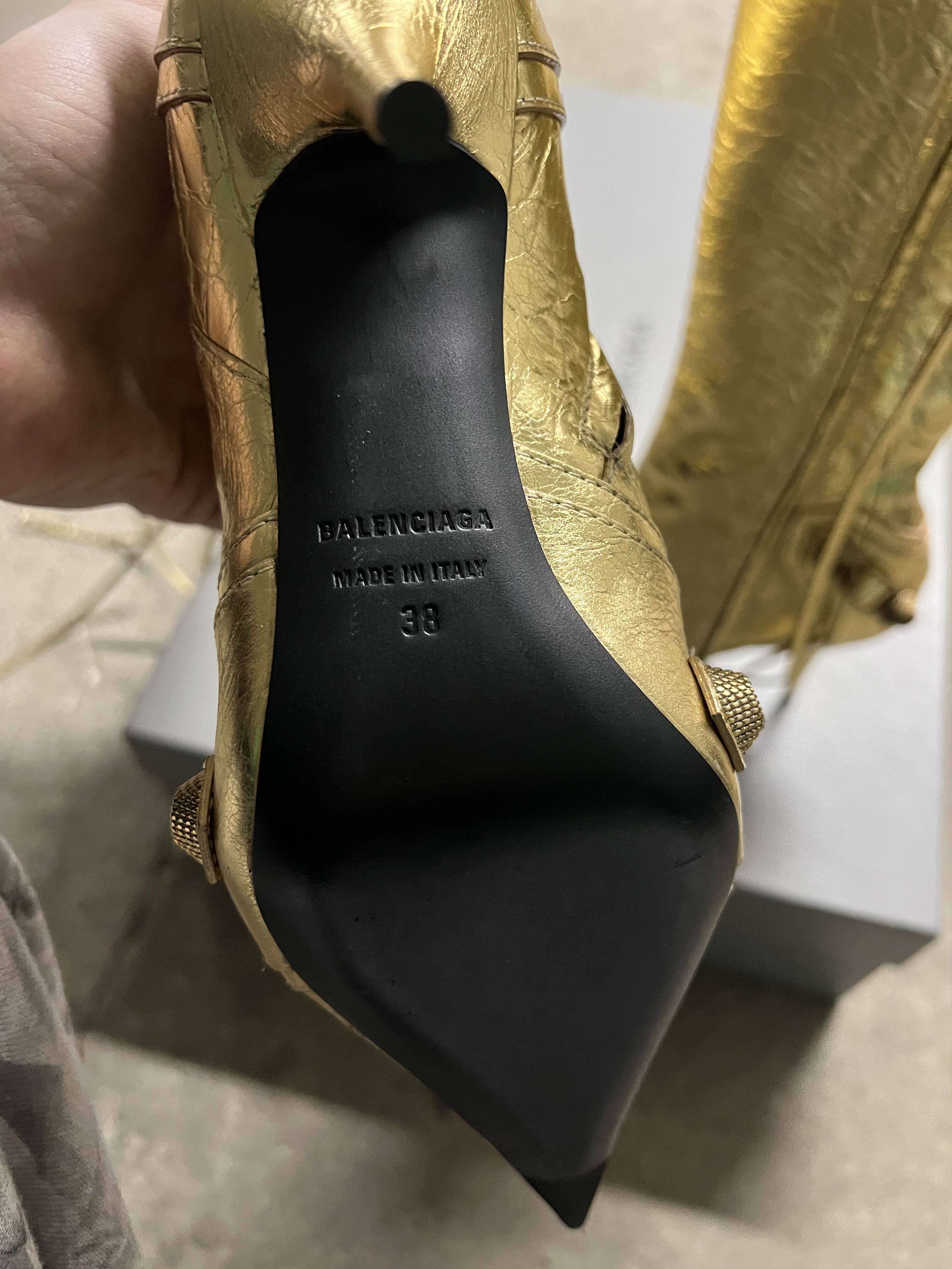 Balenciaga Balenciaga Le Cagole Embellished Gold Heel Boots Size US 8 / IT 38 - 7 Thumbnail