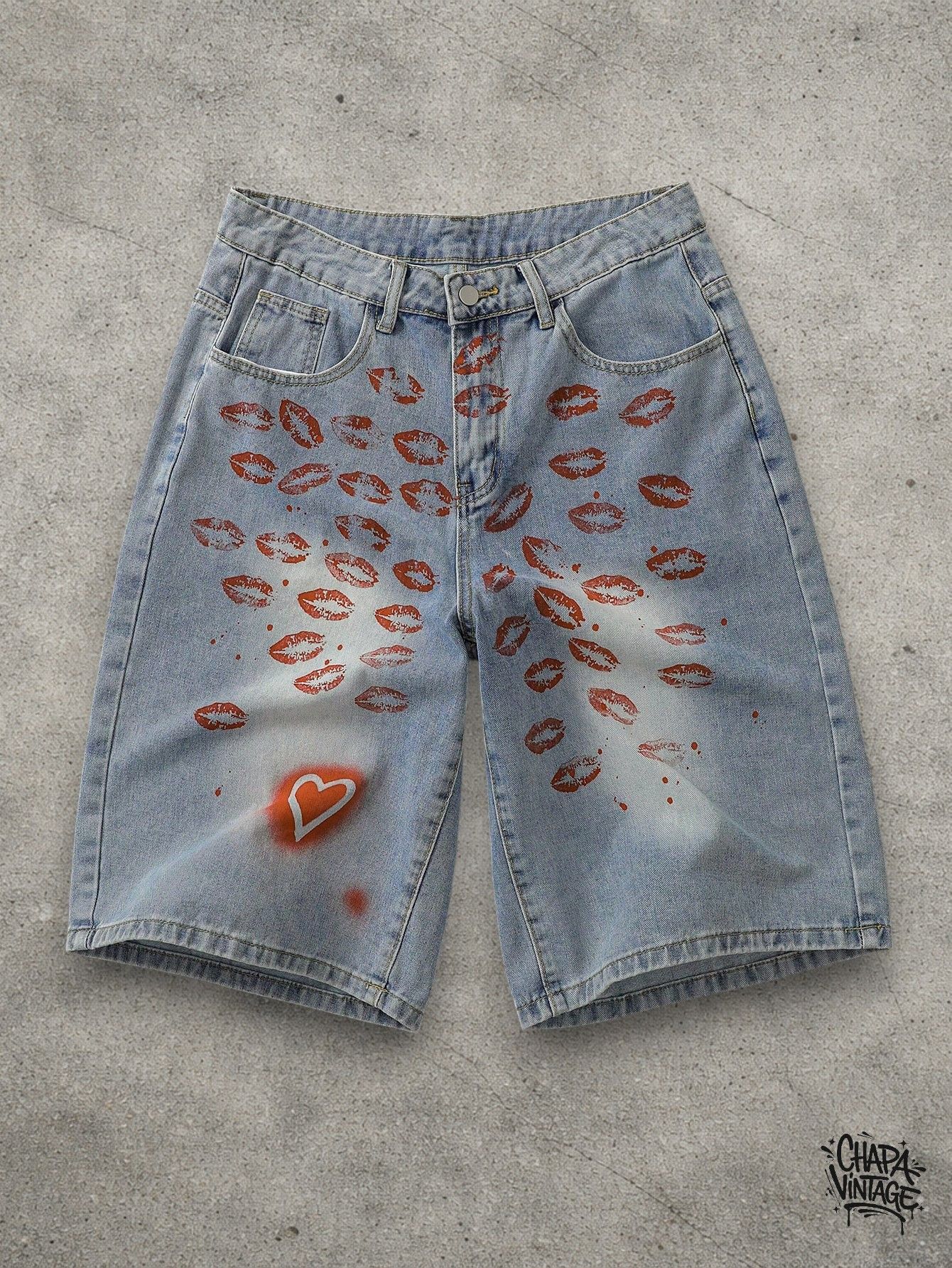 Vintage Washed baggy jeans shorts Size US 32 / EU 48 - 1 Thumbnail