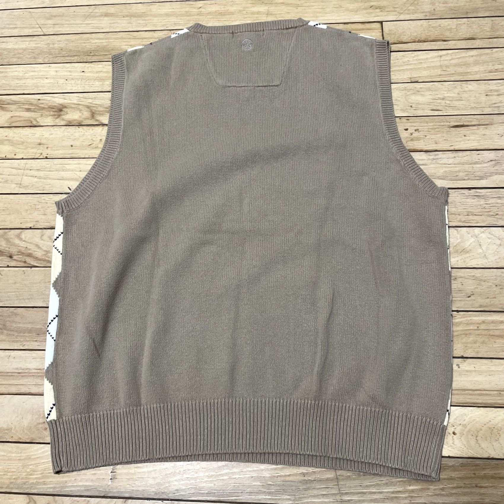 Nautica VINTAGE Nautica Men L Golf Sweater Vest Tan Brown White Argyle Diamond 90s Size US L / EU 52-54 / 3 - 2 Thumbnail