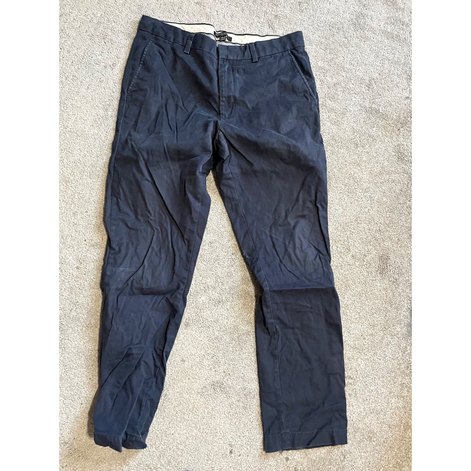 Banana Republic BANANA REPUBLIC Aiden Chino Pants Mens 33x32 Blue Solid Cotton Blend Front Zip Straight 90s Casual Pant Mens Size US 33 - 3 Thumbnail