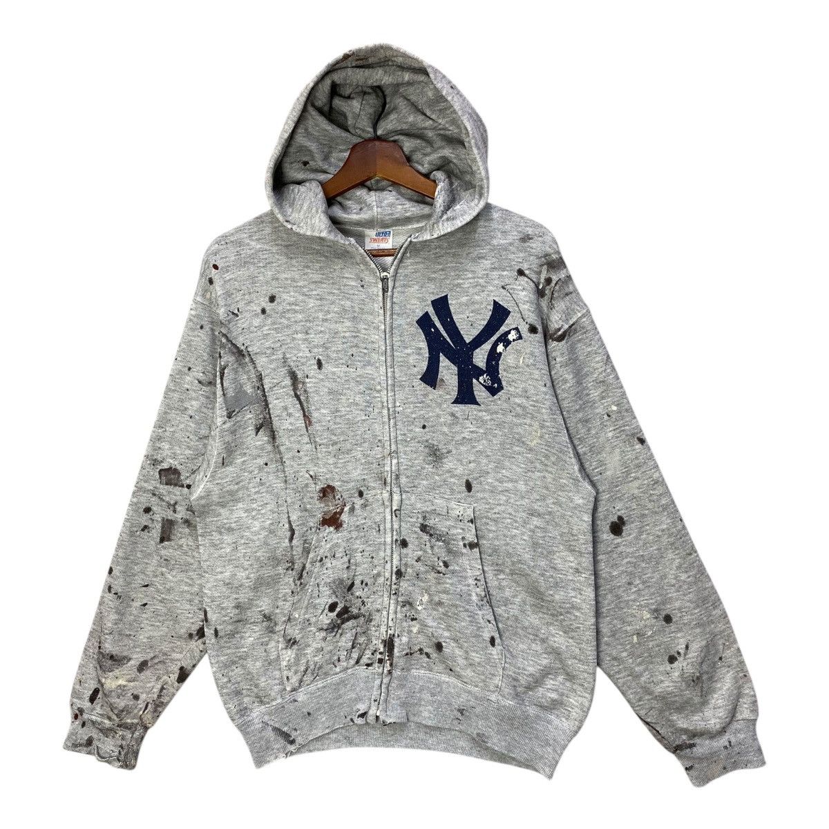 New York Yankees Vintage New York Yankees Distressed Painter Hoodie Fullzip Size US M / EU 48-50 / 2 - 1 Thumbnail