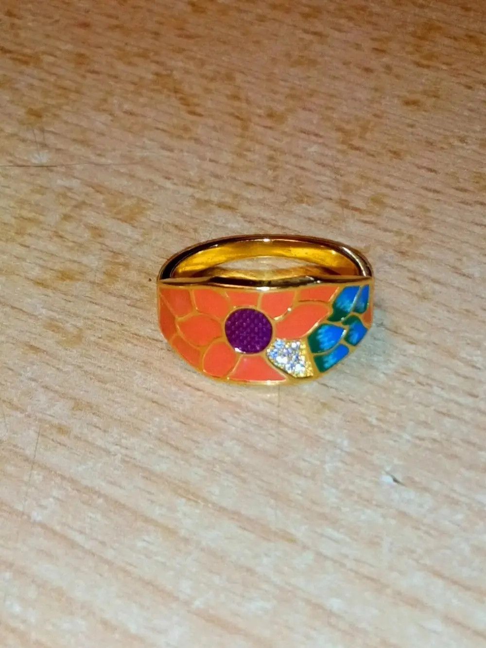 Jewelry Colorful Charming Flower Enamel Ring ( size 6 to 10 ) Size ONE SIZE - 2 Thumbnail