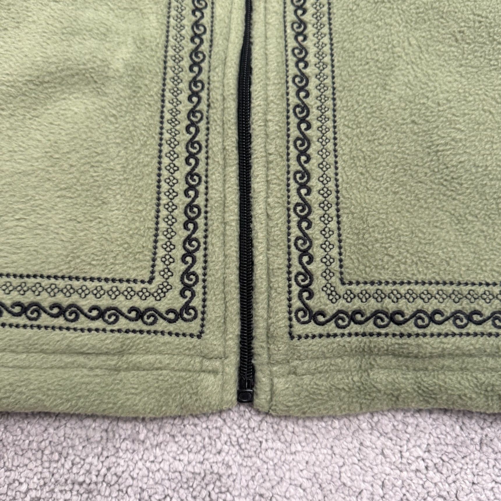 Vintage Dressbarn Embroidered Fleece Jacket Womens 2X Plus Green Full Zip Outdoor Size XXL / US 16-18 / IT 52-54 - 6 Thumbnail