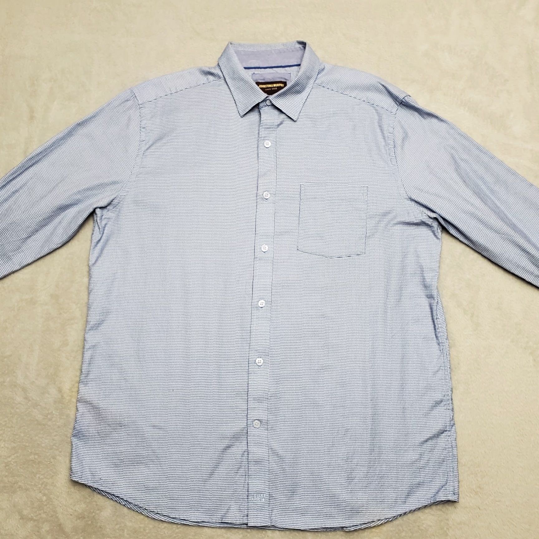 Johnston & Murphy Johnston & Murphy Shirt Mens Large Blue Geometric Long Sleeve Cotton Button-Up Size US L / EU 52-54 / 3 - 7 Thumbnail