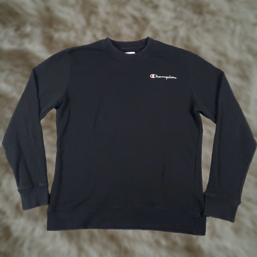 Champion Champion Pullover Sweater Mens Medium Black Crew Neck Long Sleeve Cotton Blend Size US M / EU 48-50 / 2 - 1 Thumbnail