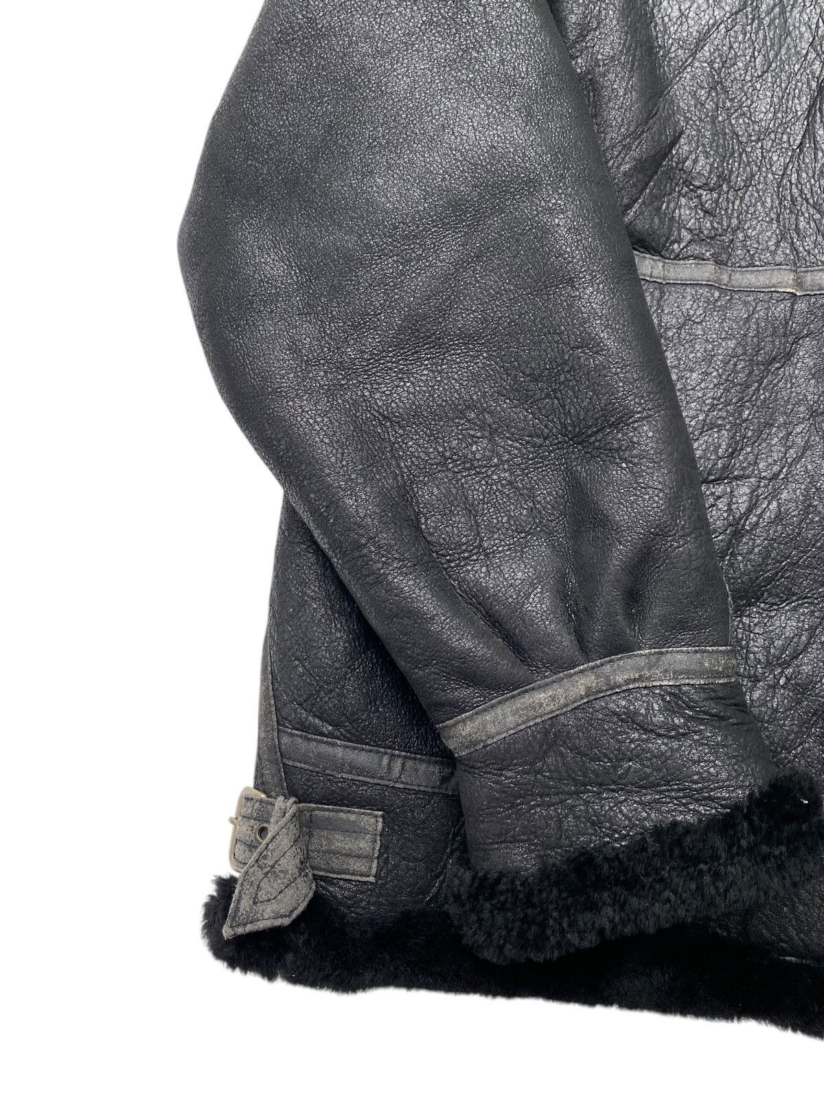 Vtg Sheepskin Military Leather Jacket