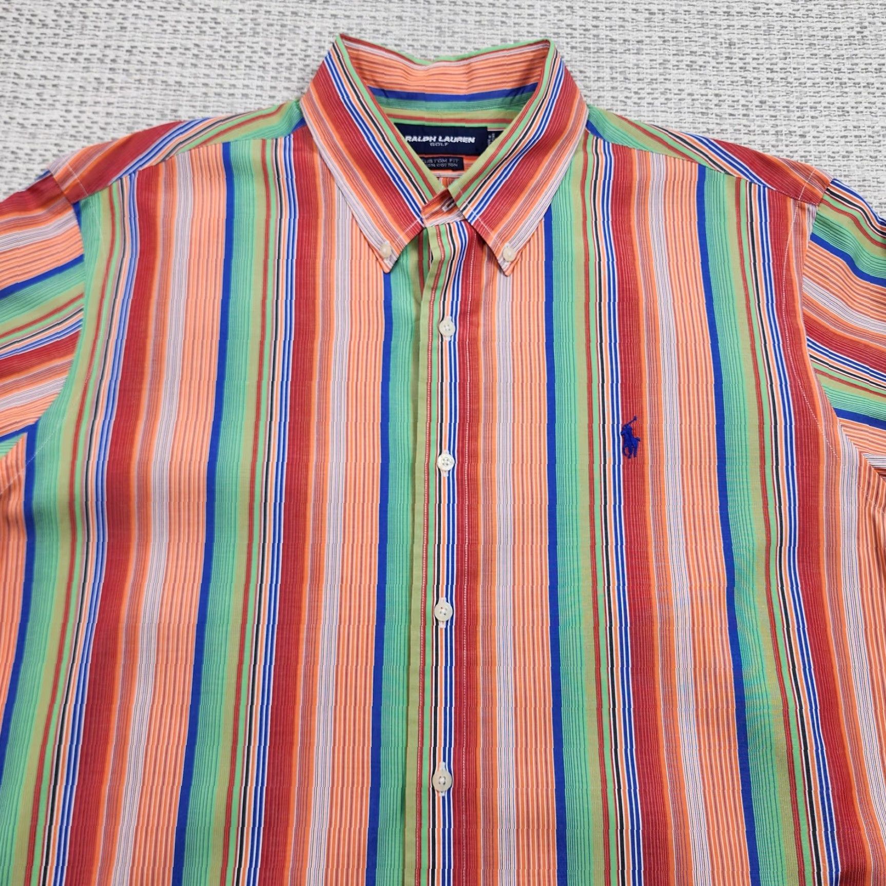 Ralph Lauren Ralph Lauren Golf Shirt Mens XL Multicolor Striped Button Down Cotton Custom Fit Size US XL / EU 56 / 4 - 4 Thumbnail