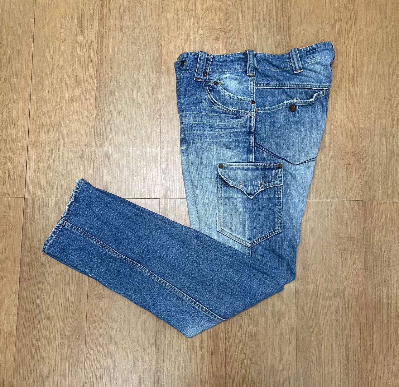 Japanese Brand 💥 Need Gone💥 Bartack Work Clothing Dept Distressed Jeans Size US 31 - 1 Thumbnail