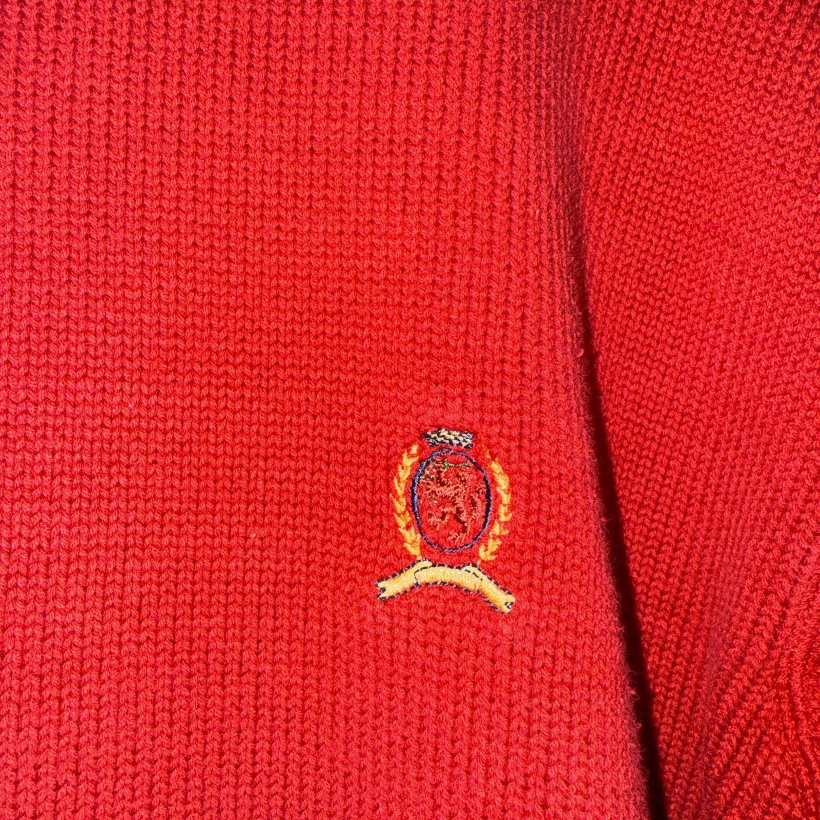 Tommy Hilfiger Vintage 90s Tommy Hilfiger Knit Crew Neck Sweater Mens L Red Size US L / EU 52-54 / 3 - 2 Thumbnail