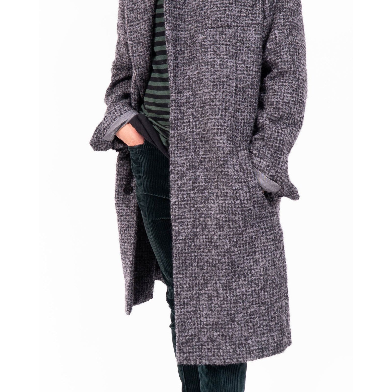 Berluti FW16 Slouchy Coat in Grey Boucle Houndstooth Wool Size US L / EU 52-54 / 3 - 8 Thumbnail