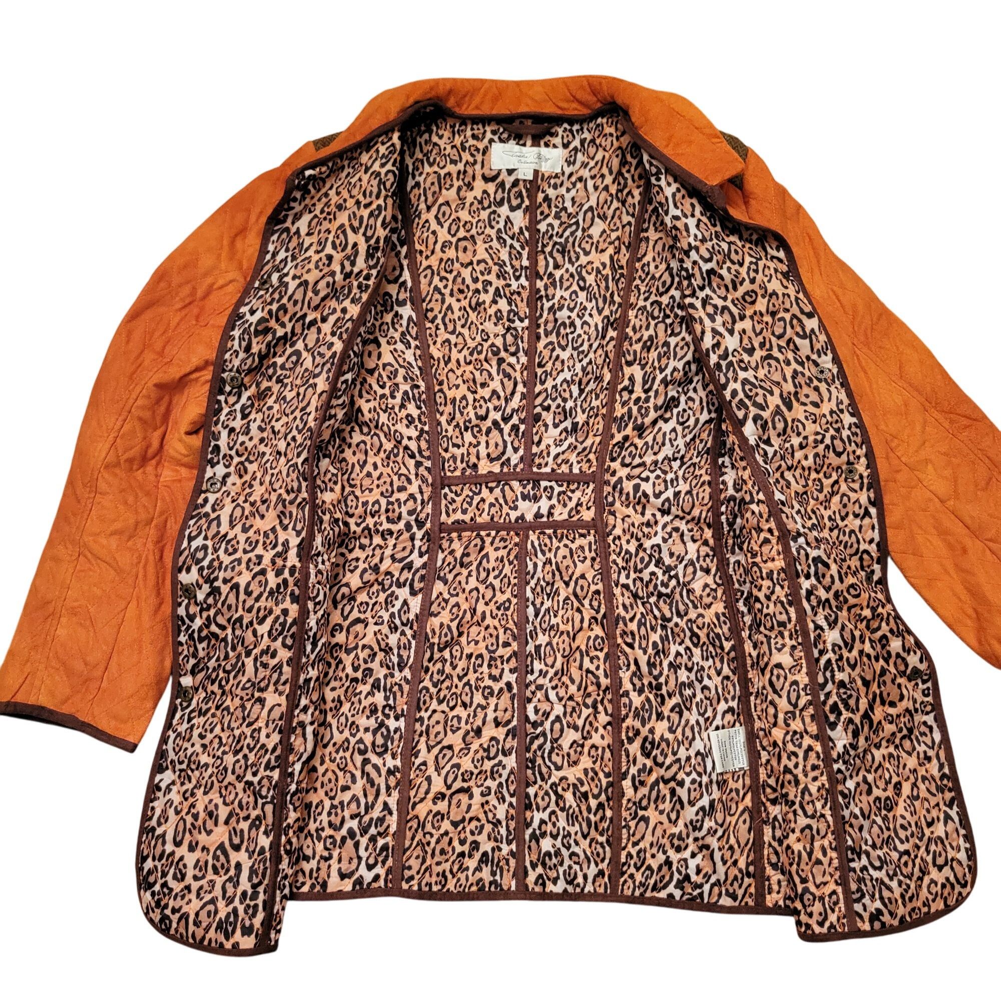 Other Tasha Polizzi Orange Quilted Coat L Leopard Print Lining Bro Size L / US 10 / IT 46 - 3 Thumbnail