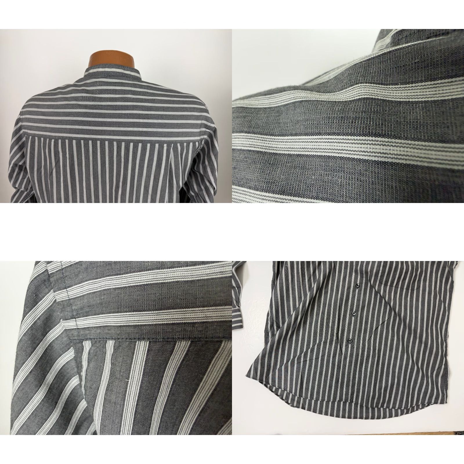 Albert Nipon VINTAGE Albert Nipon Shirt Men L Striped Button-Up Band Collar 80s 90s Preppy Vaporwave Black Size US L / EU 52-54 / 3 - 8 Thumbnail