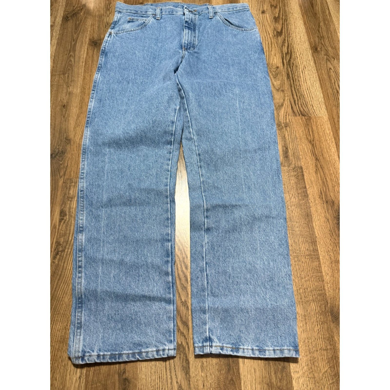 Vintage Rustler Jeans Men 36x30 Blue Denim Regular Fit Straight Leg NWT Jeans 5-Pocket Logo Zip Size US 36 / EU 52 - 2 Thumbnail