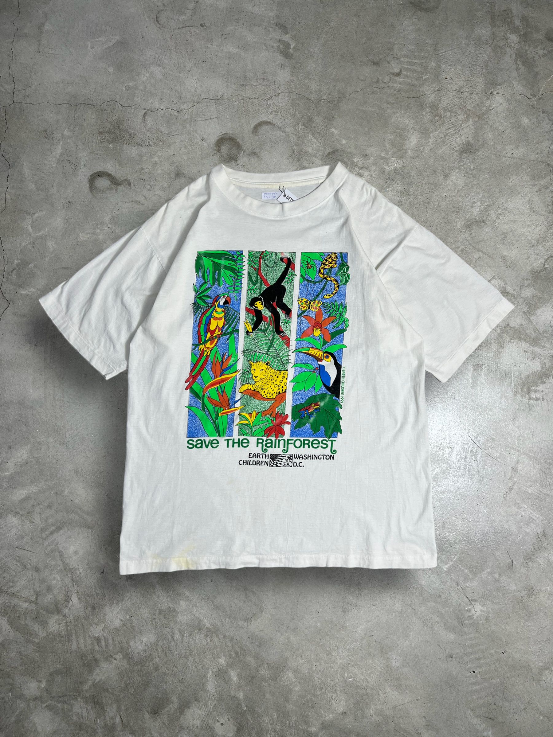 Rainforest × Vintage Vintage 90s Save The Rain Forest Art Tee GTME345 Size US XL / EU 56 / 4 - 1 Thumbnail