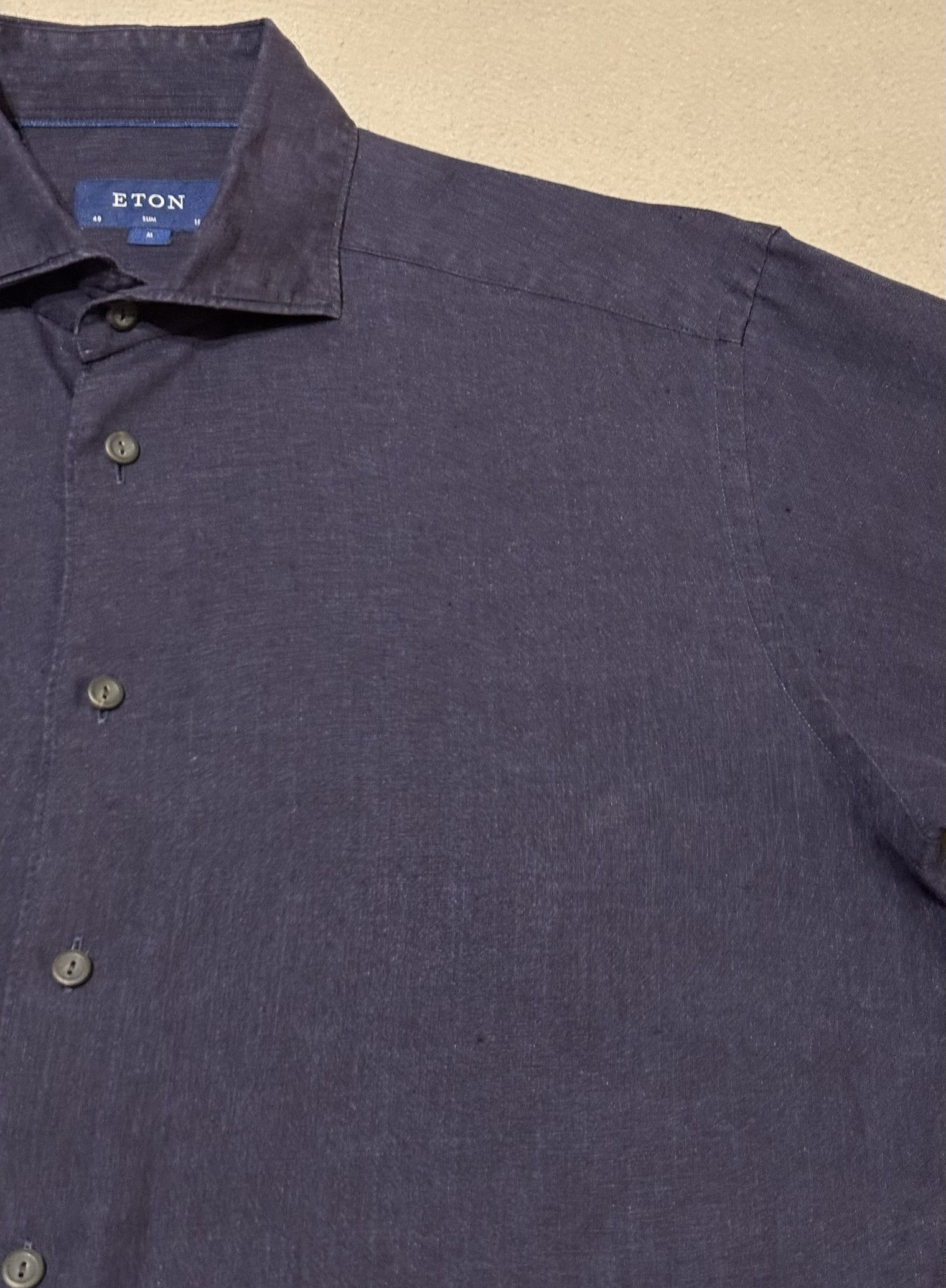 Eton Eton Slim Shirt Navy 100% Linen Size 40 Size US L / EU 52-54 / 3 - 8 Thumbnail