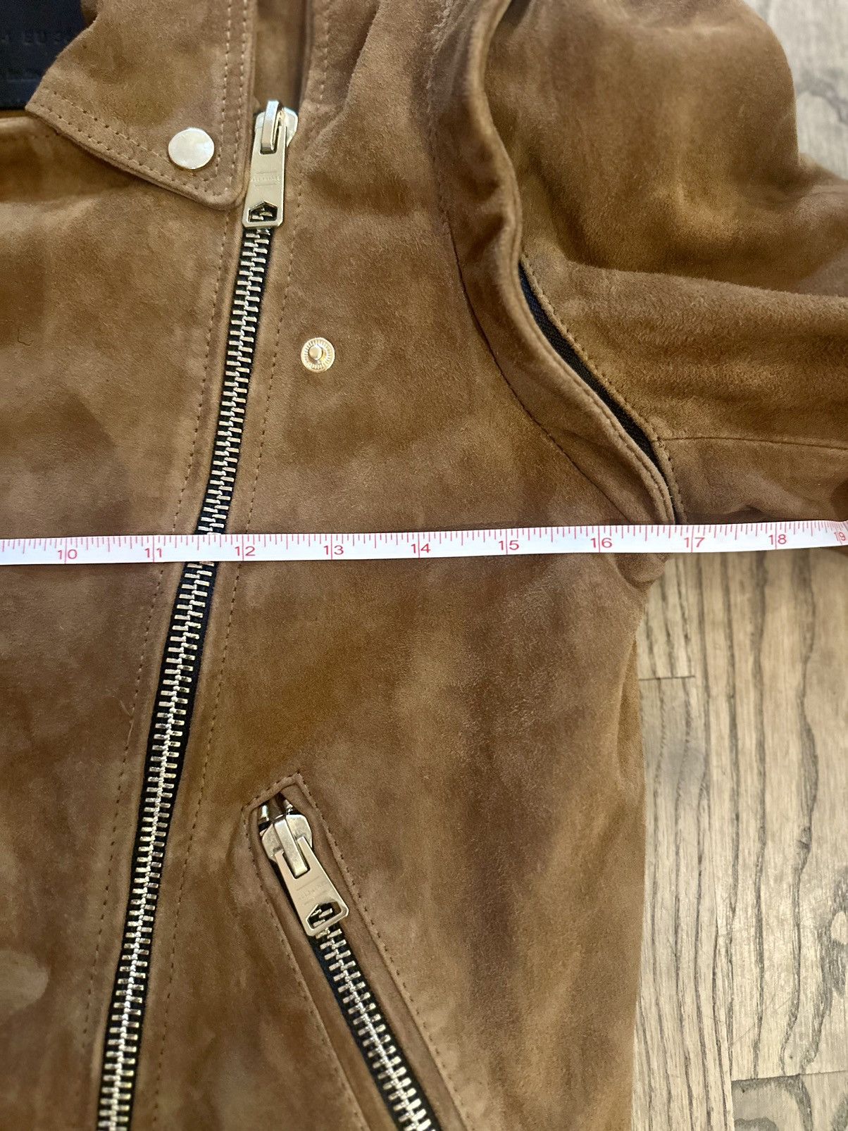 Allsaints ALL SAINTS Morgan Suede Biker Jacket in camel Size S / US 4 / IT 40 - 12 Thumbnail
