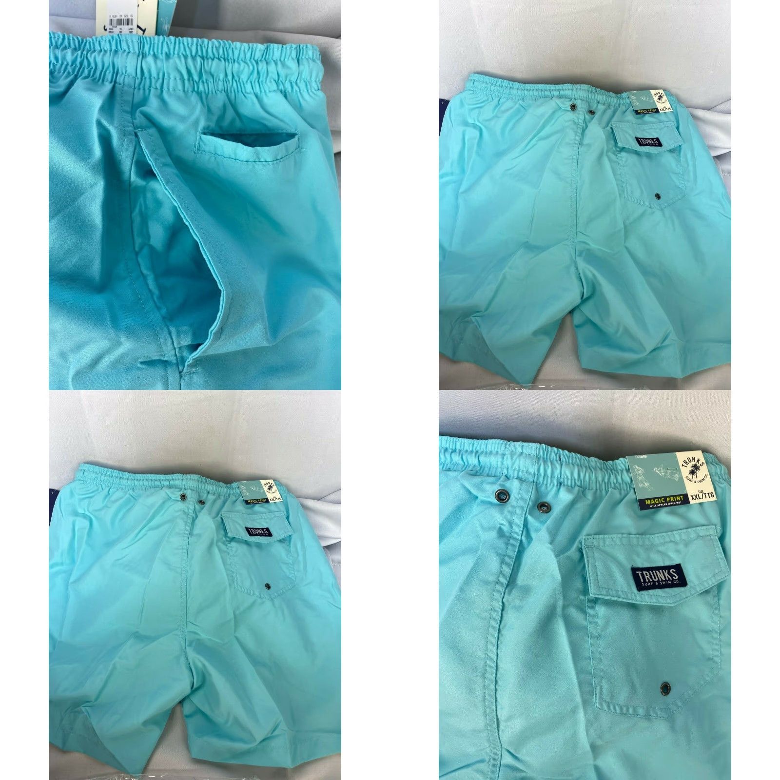 Vintage Trunks Surf & Swim Co. San-O Solid Swim Trunk Shorts - Water Blue 2XL Mens, 7" Inseam, Polyester Size US 39 - 8 Thumbnail