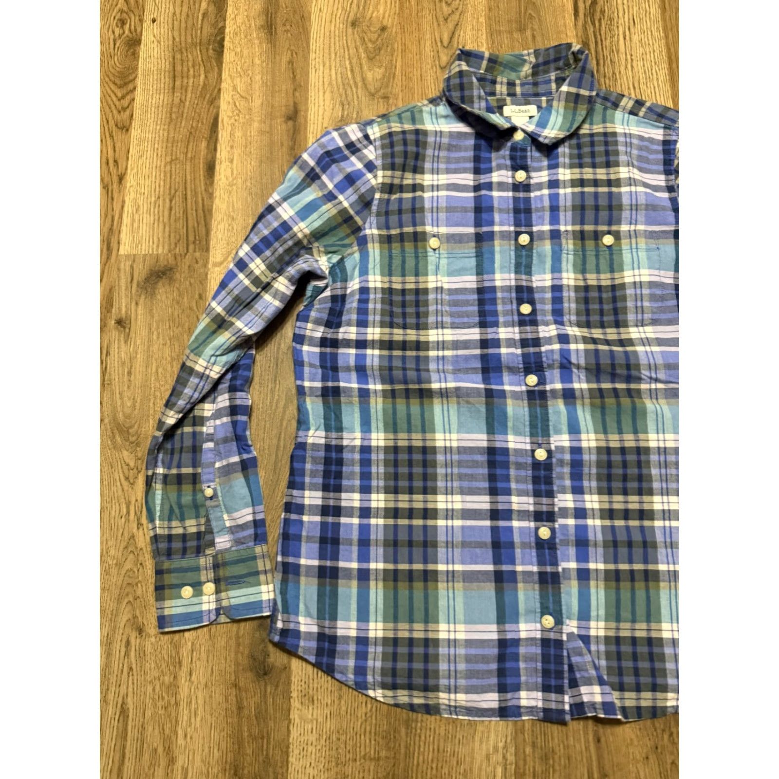 Vintage L.L. Bean Shirt Men's Small Blue White Plaid Long Sleeve Button Up Shirt Size US S / EU 44-46 / 1 - 3 Thumbnail