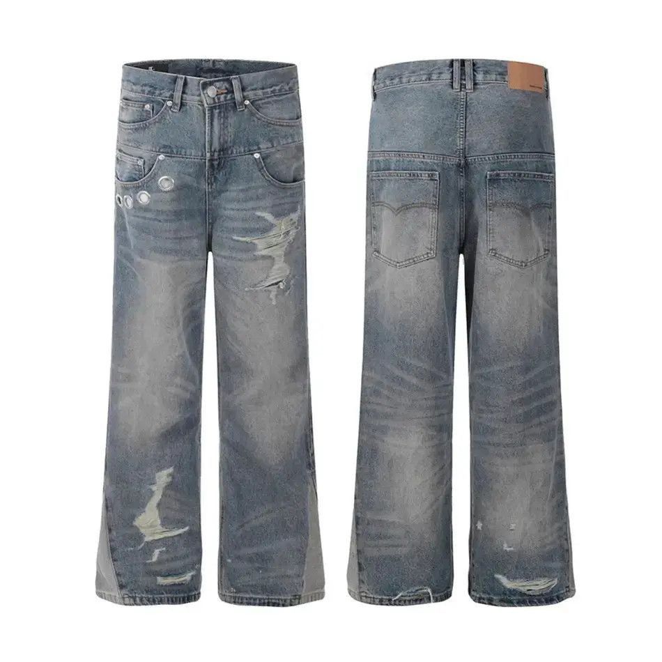 Japanese Brand Loose straight leg ripped slightly flared jeans Size US 32 / EU 48 - 5 Thumbnail